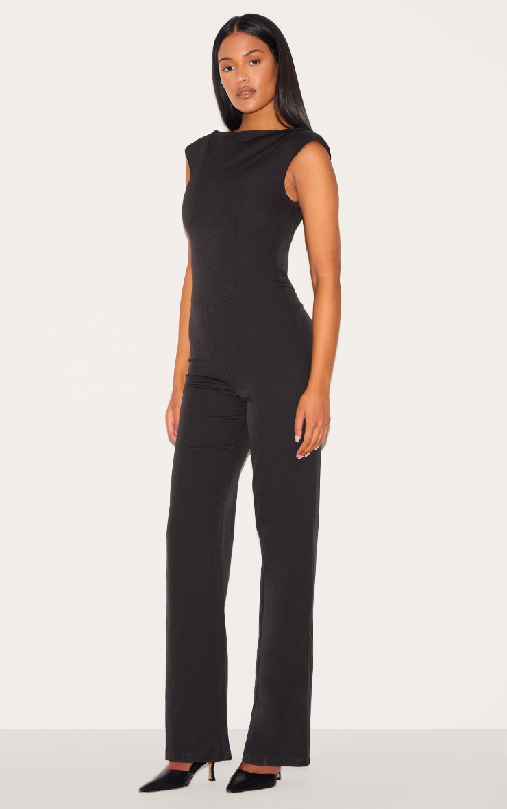 Tall Black Sleeveless Woven Wide Leg Jumpsuit image 3