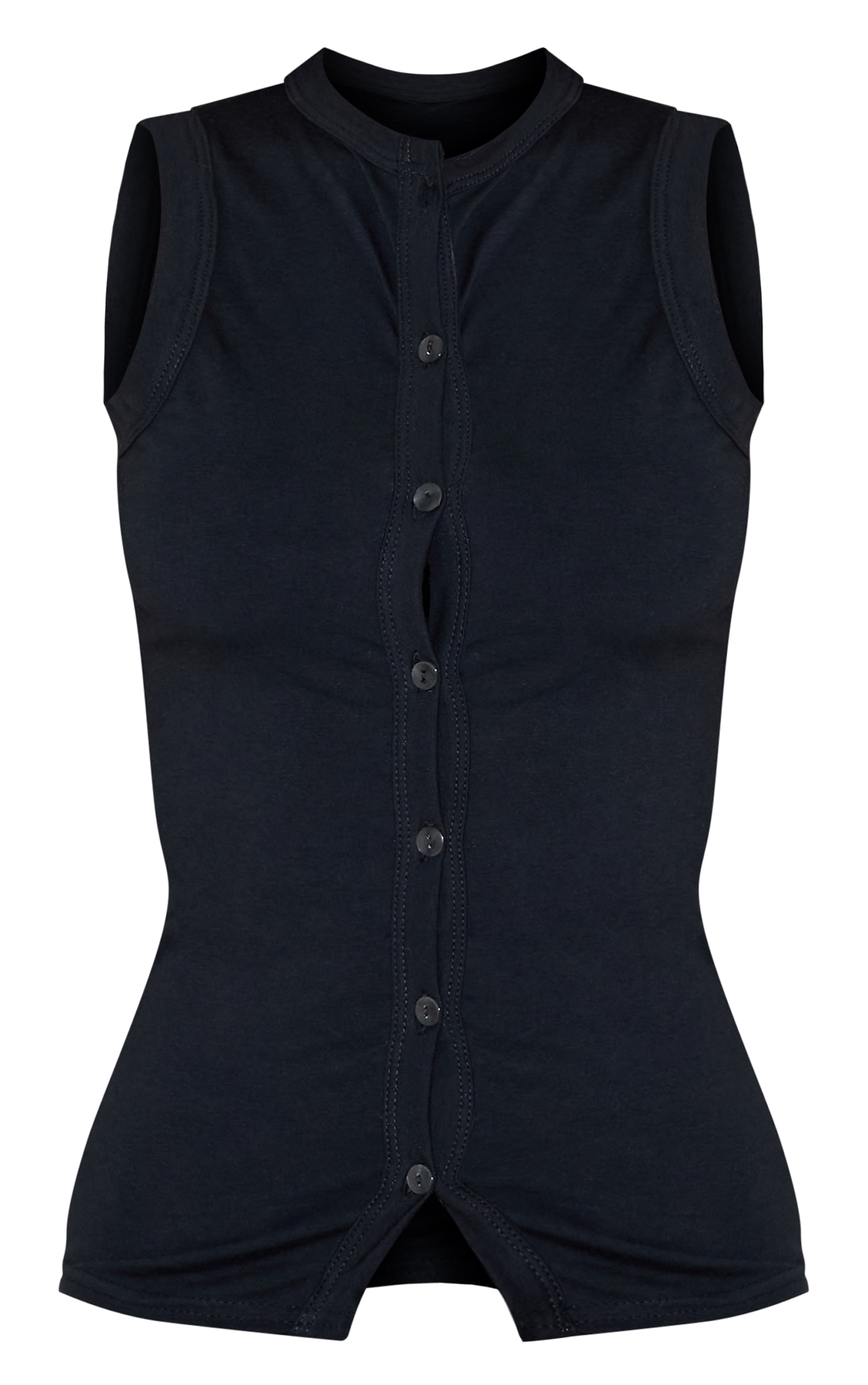 Black Cotton Asymmetric Button Down Top image 5