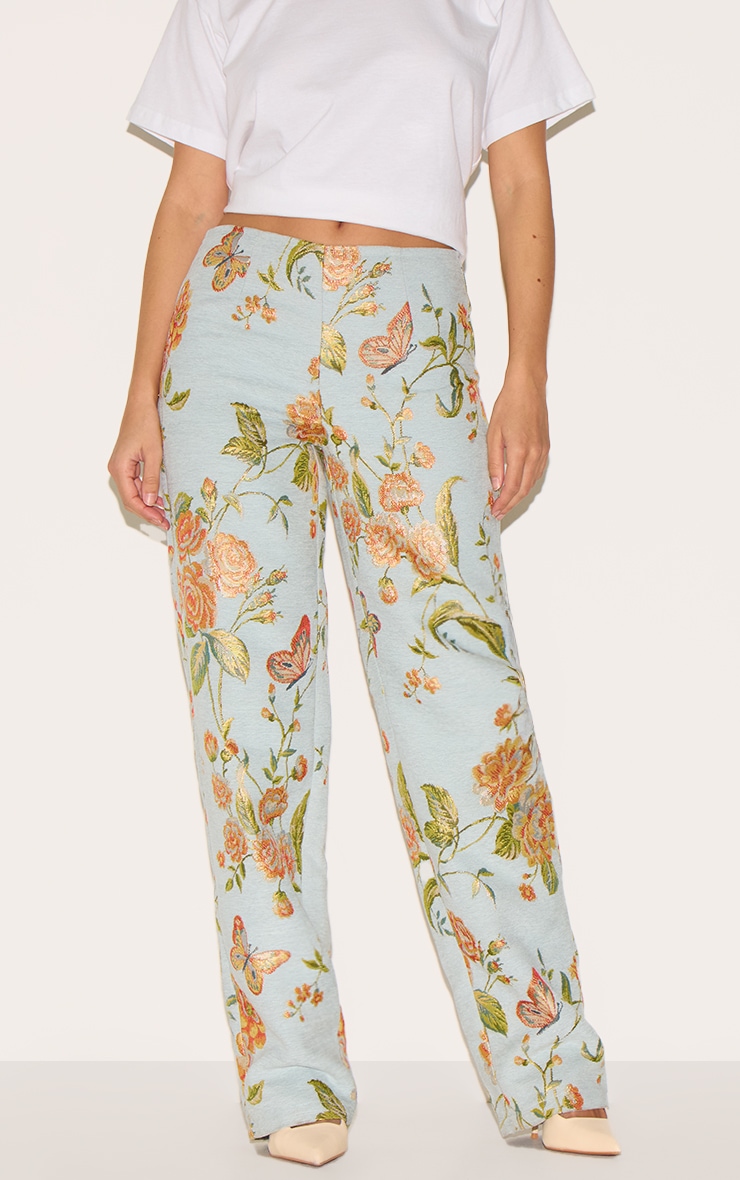 Light Blue Pant style Straight Georgette main image 1