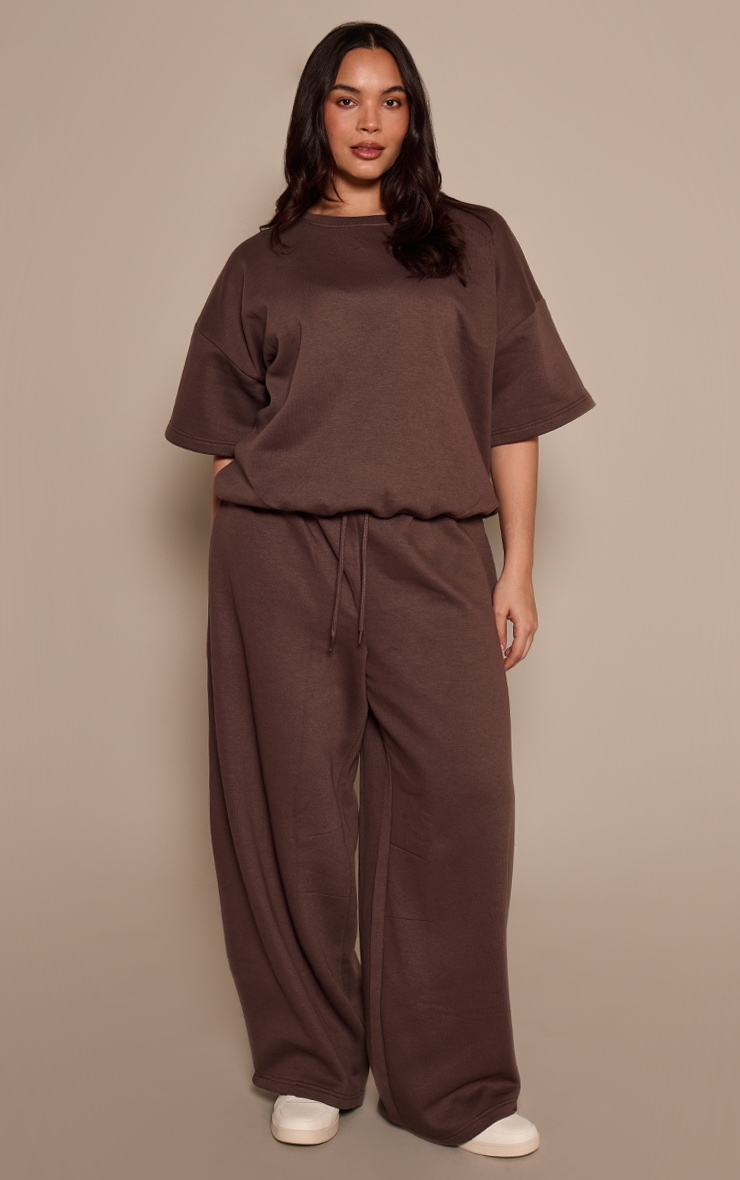 Plus Chocolate Marl Barrel Leg Joggers image 1