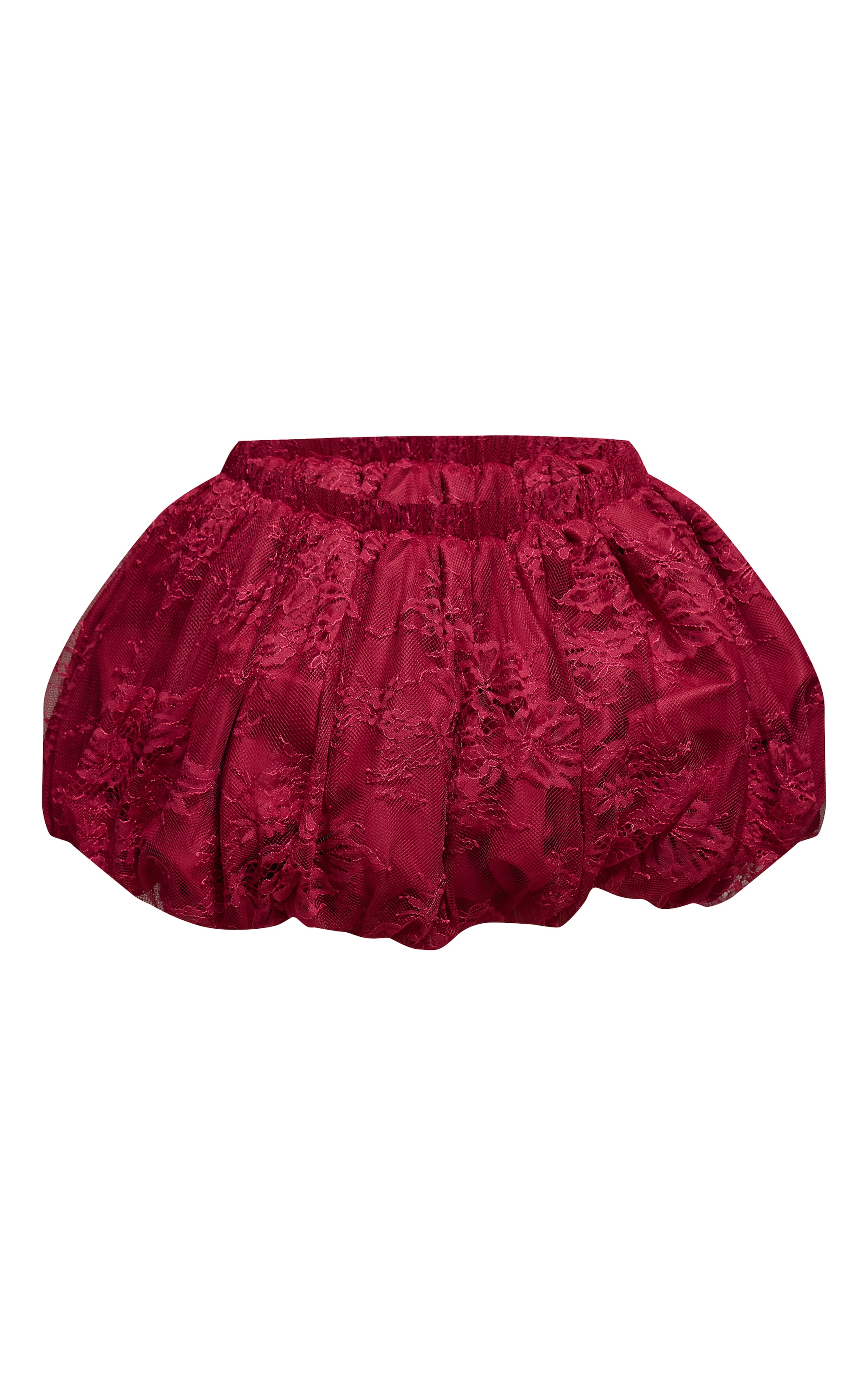 Wine Lace Bubble Hem Mini Skirt image 6