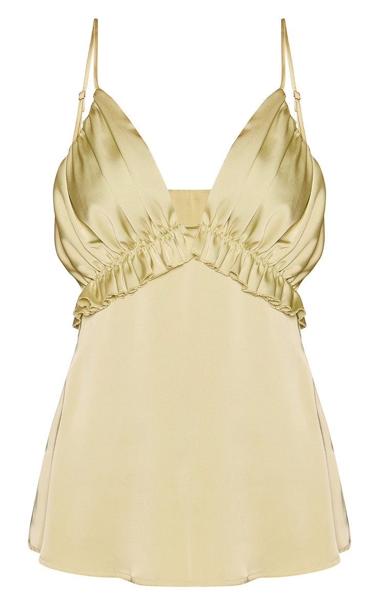 Apple Green Satin Ruched Bust Detail Cami Top image 5