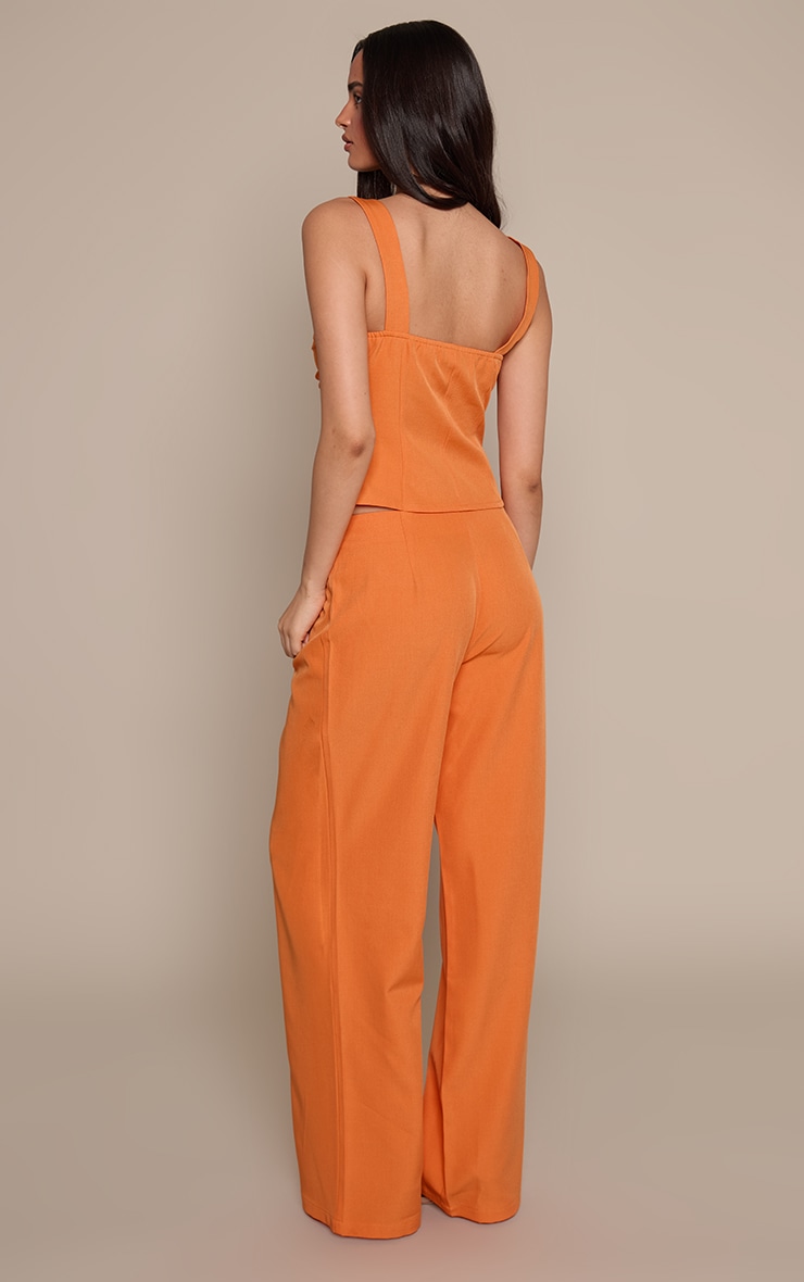Orange Tailored Pleated Pants image 3