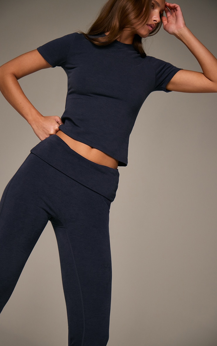 Navy Soft Cotton Yoga Pant image 2