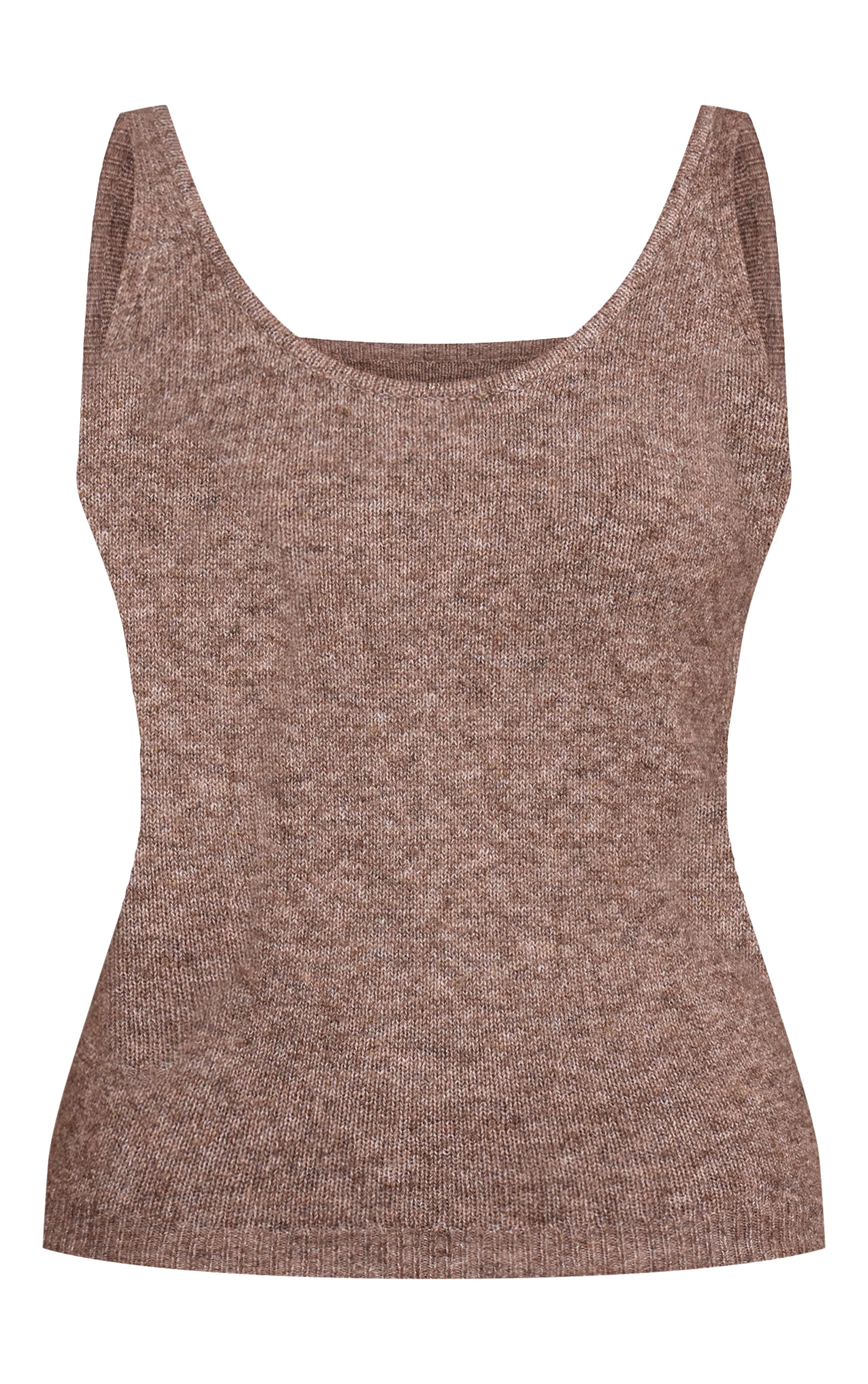 Taupe Knitted Scoop Neck Cami Top image 5