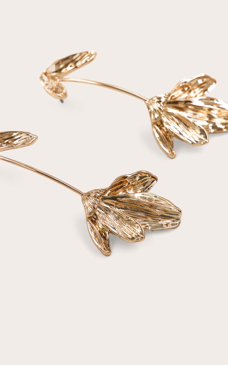 Gold Leaf Structured Draped Earrings image 3