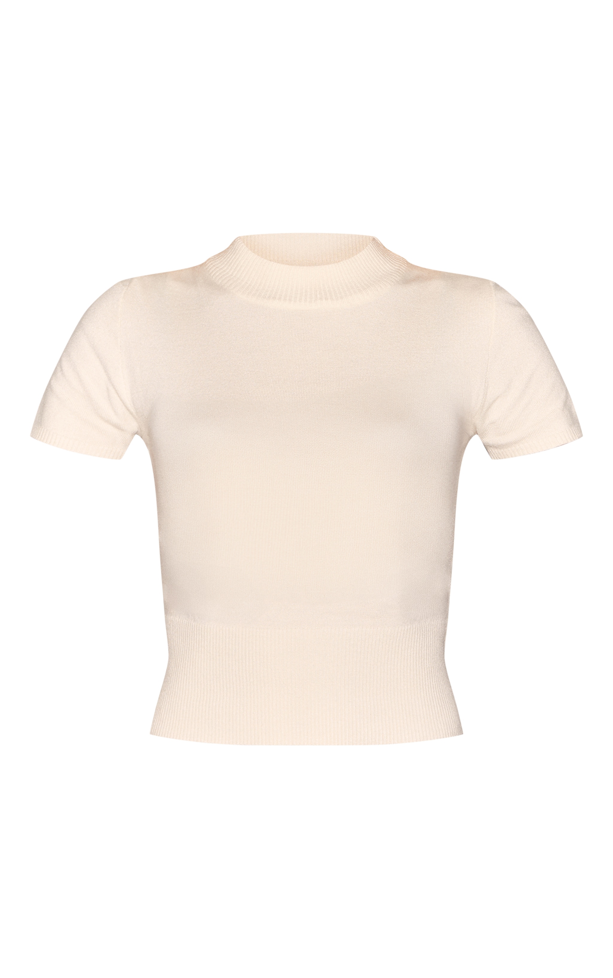 T-shirt basique en maille tricot crème image 5