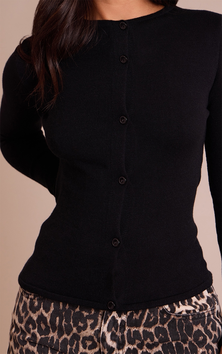 Petite Black Fine Knitted Longline Cardigan image 4