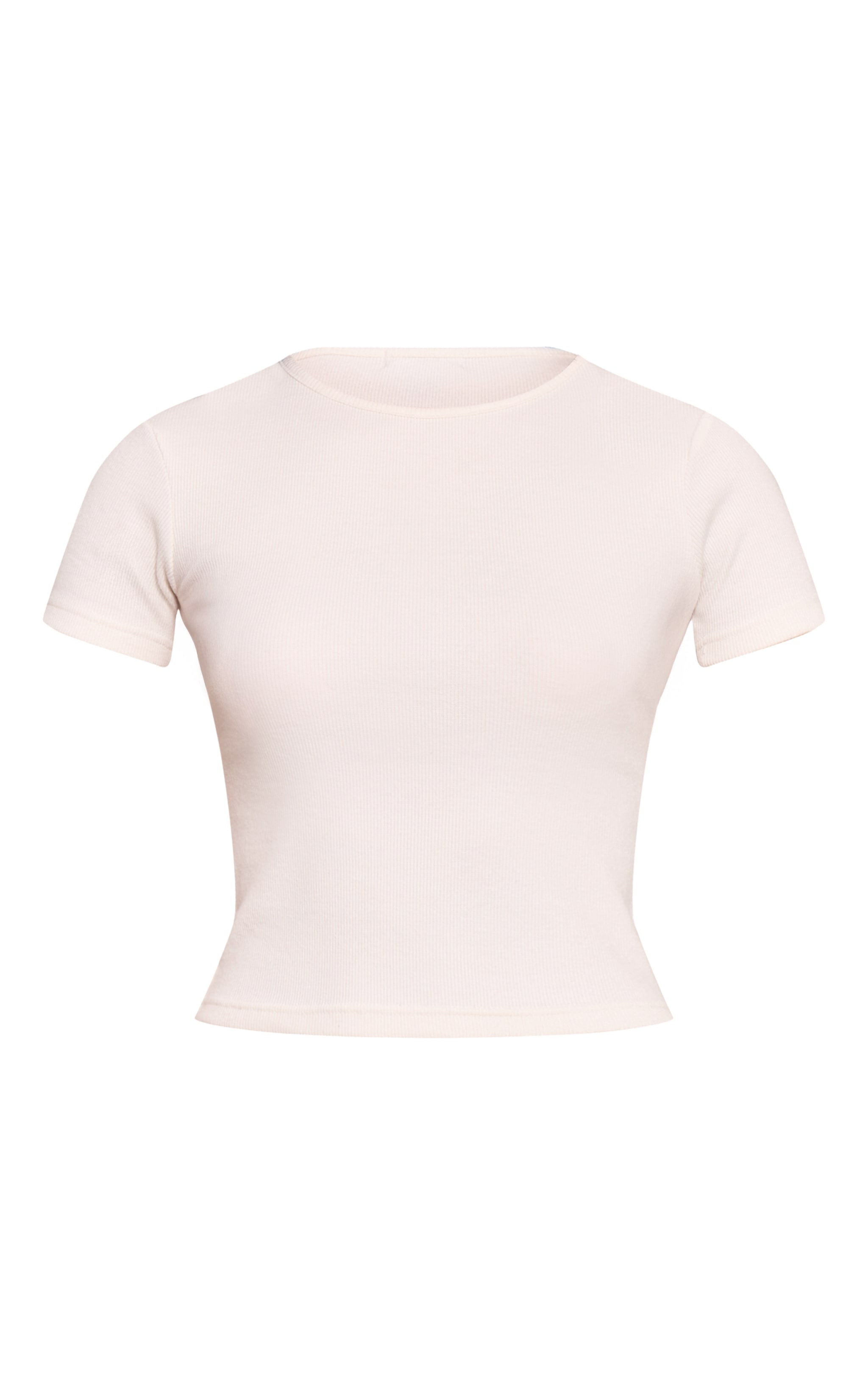 Crop top ajusté brossé côtelé crème à manches courtes image 5