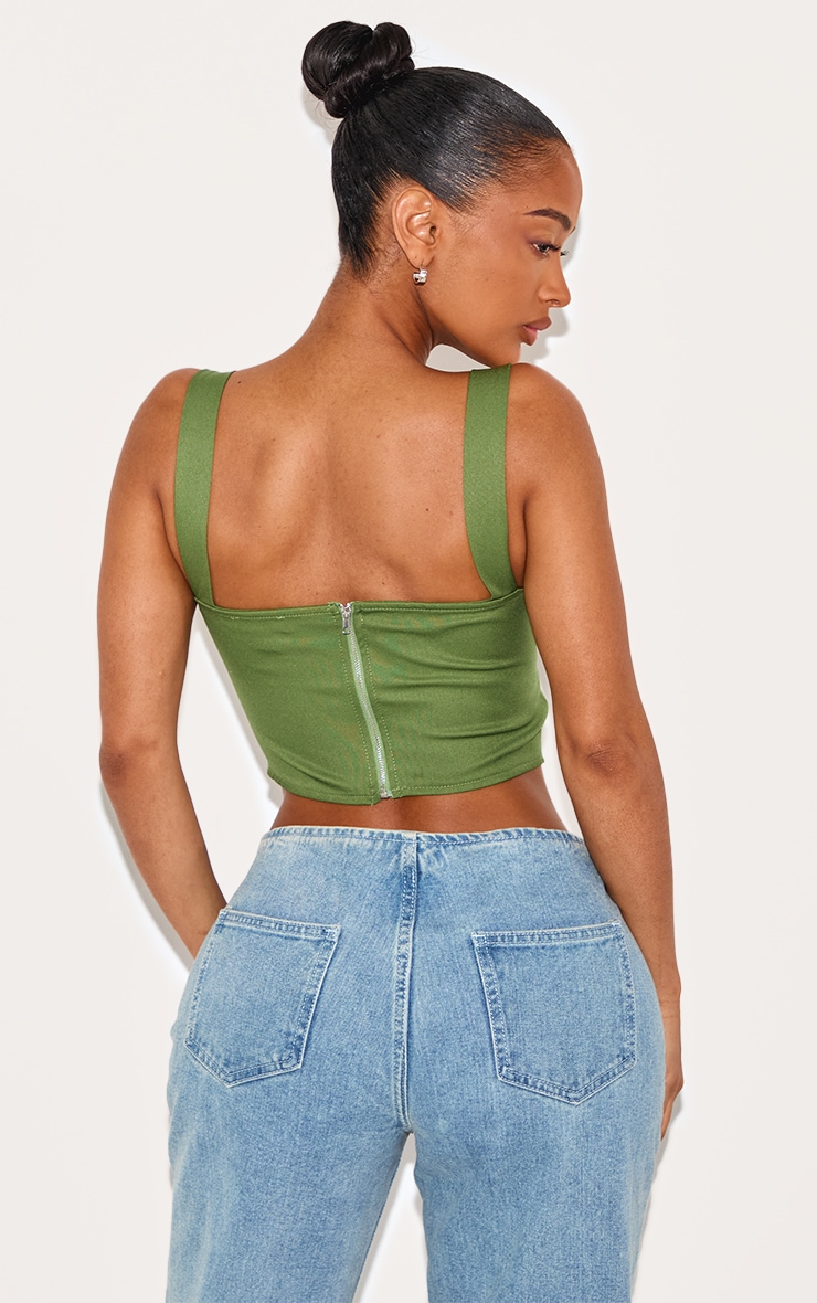 Shape Crop top style corset kaki en maille tissée image 2