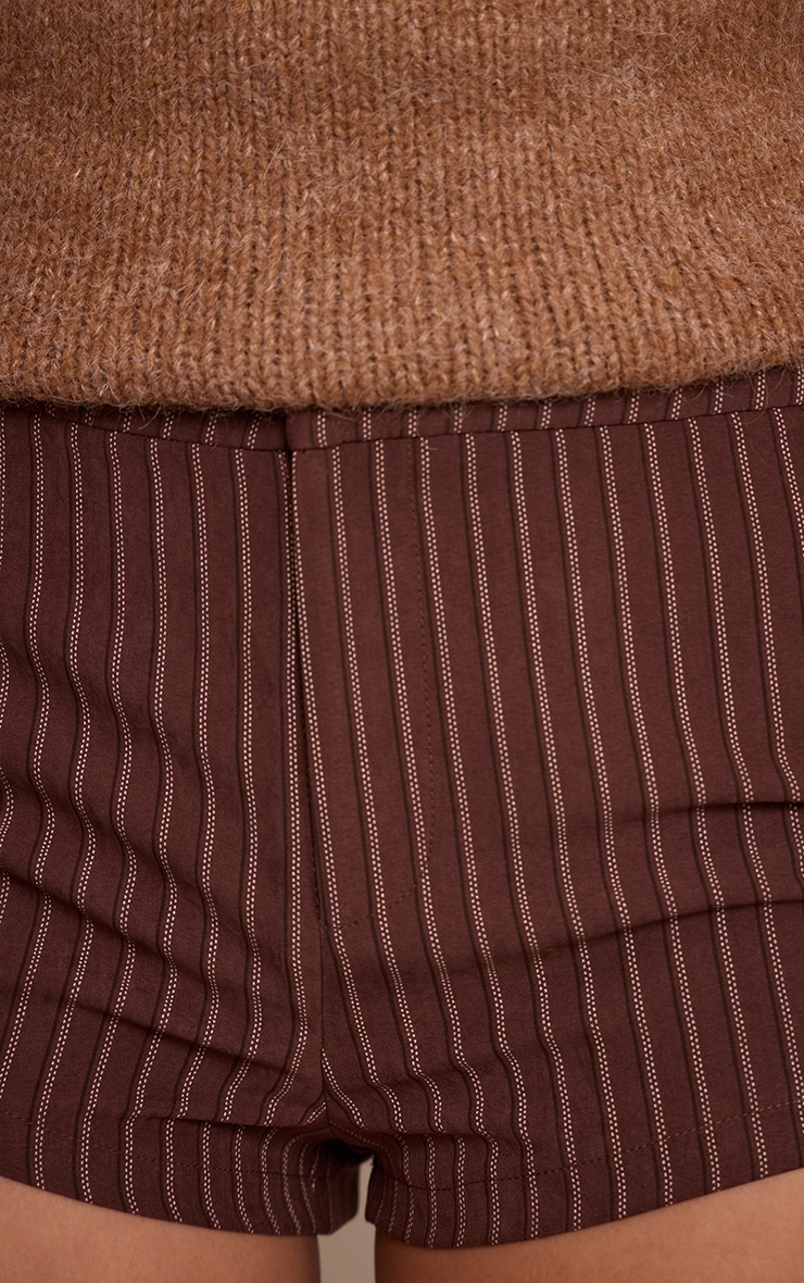 Chocolate High Waist Peachskin Tailored Shorts image 5