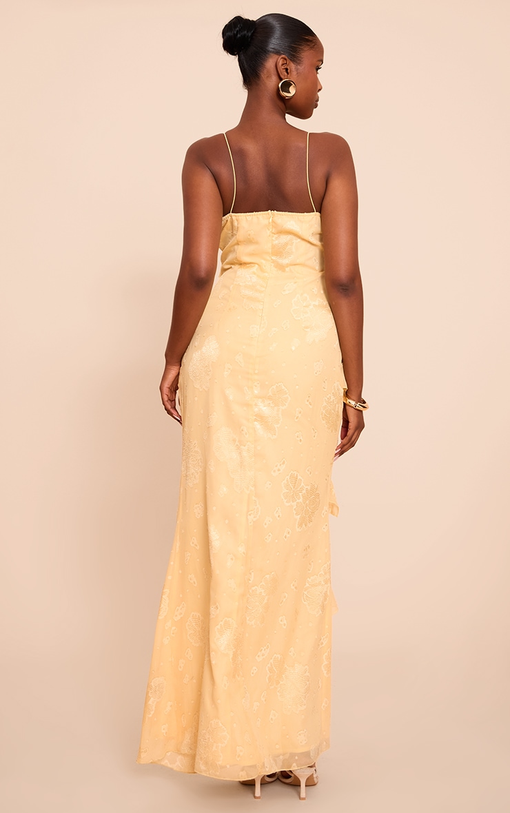 Lemon Floral Embroidered Frill Maxi Dress image 2