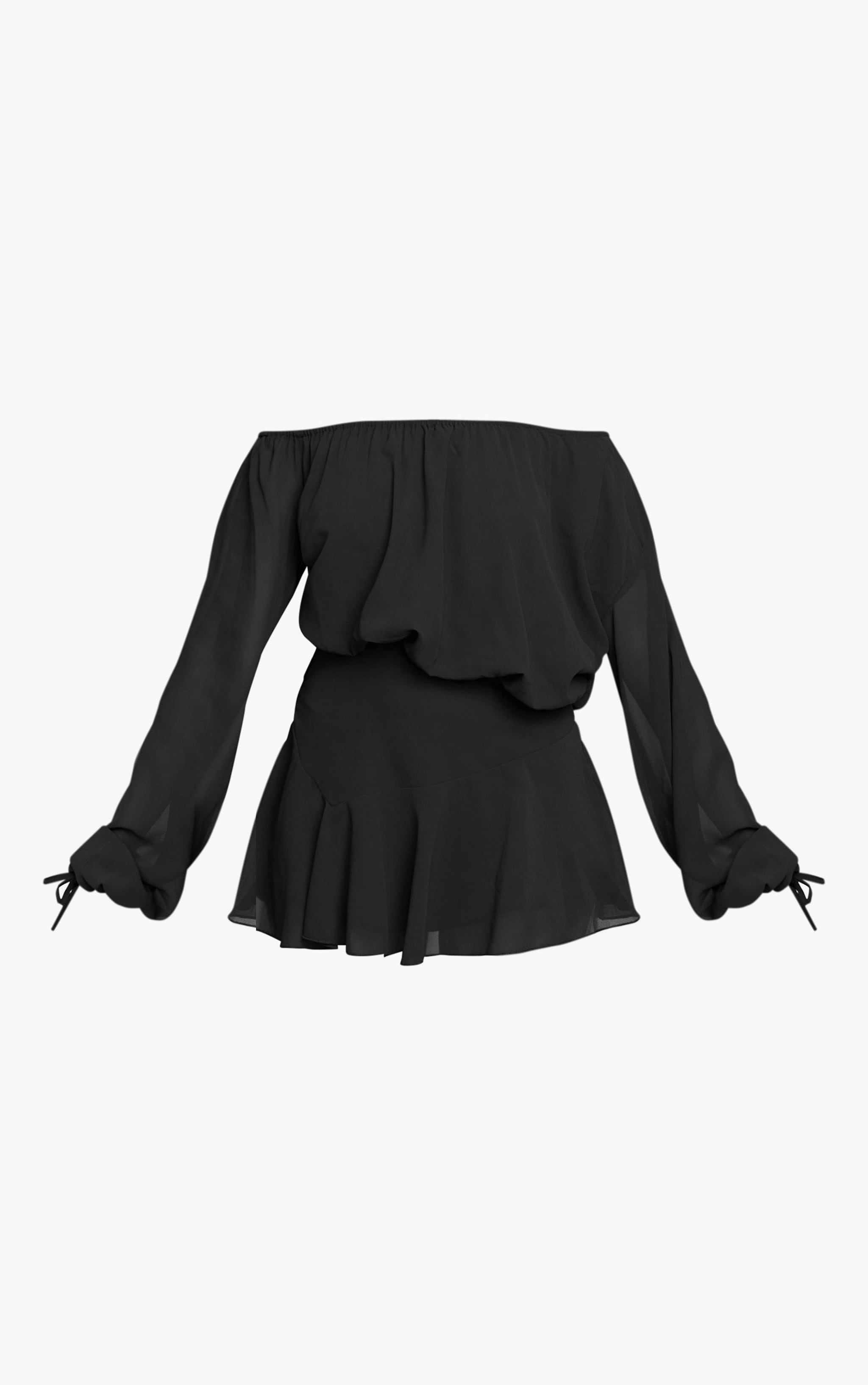 Combishort jupe-short fluide en mousseline de soie noire à col bardot image 5