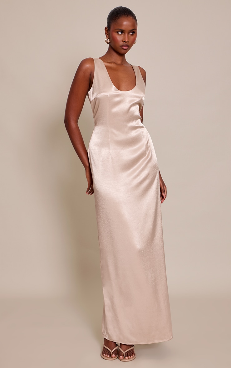 Gold Low Back Sleeveless Maxi Dress image 3