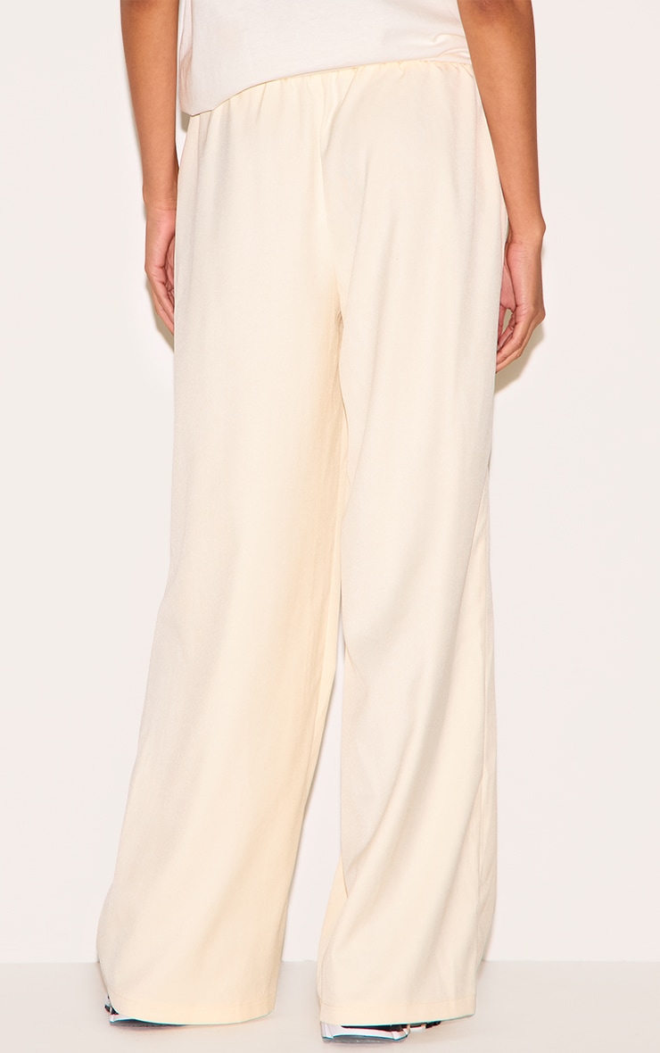 Cream Woven Elasticated Waist Wide Leg Pants image 3