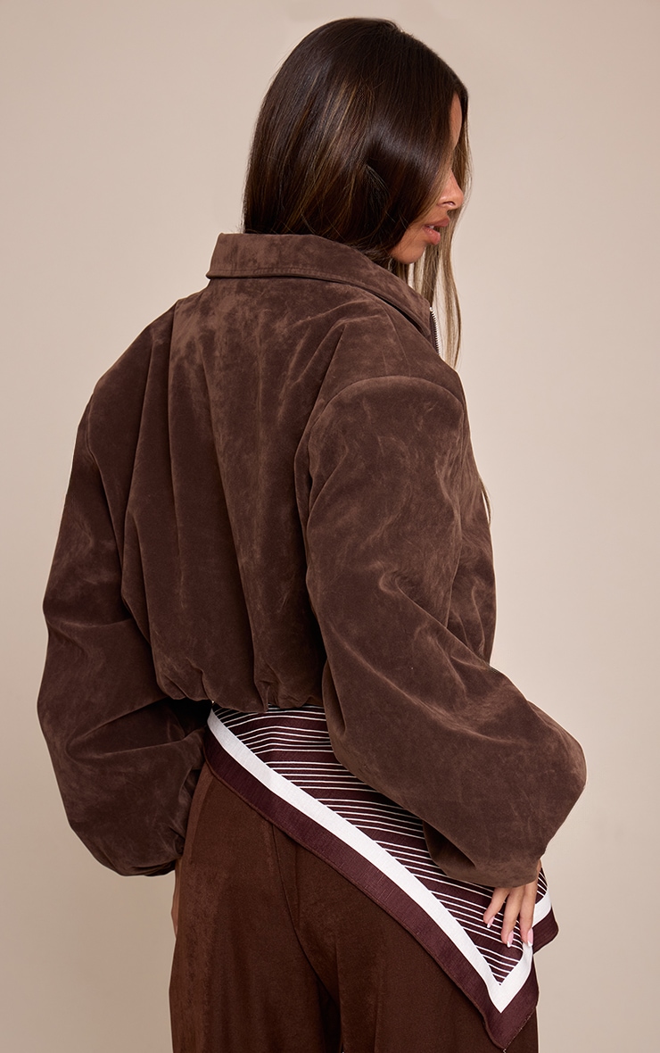 Petite Dark Chocolate Suede Balloon Sleeve Jacket image 2