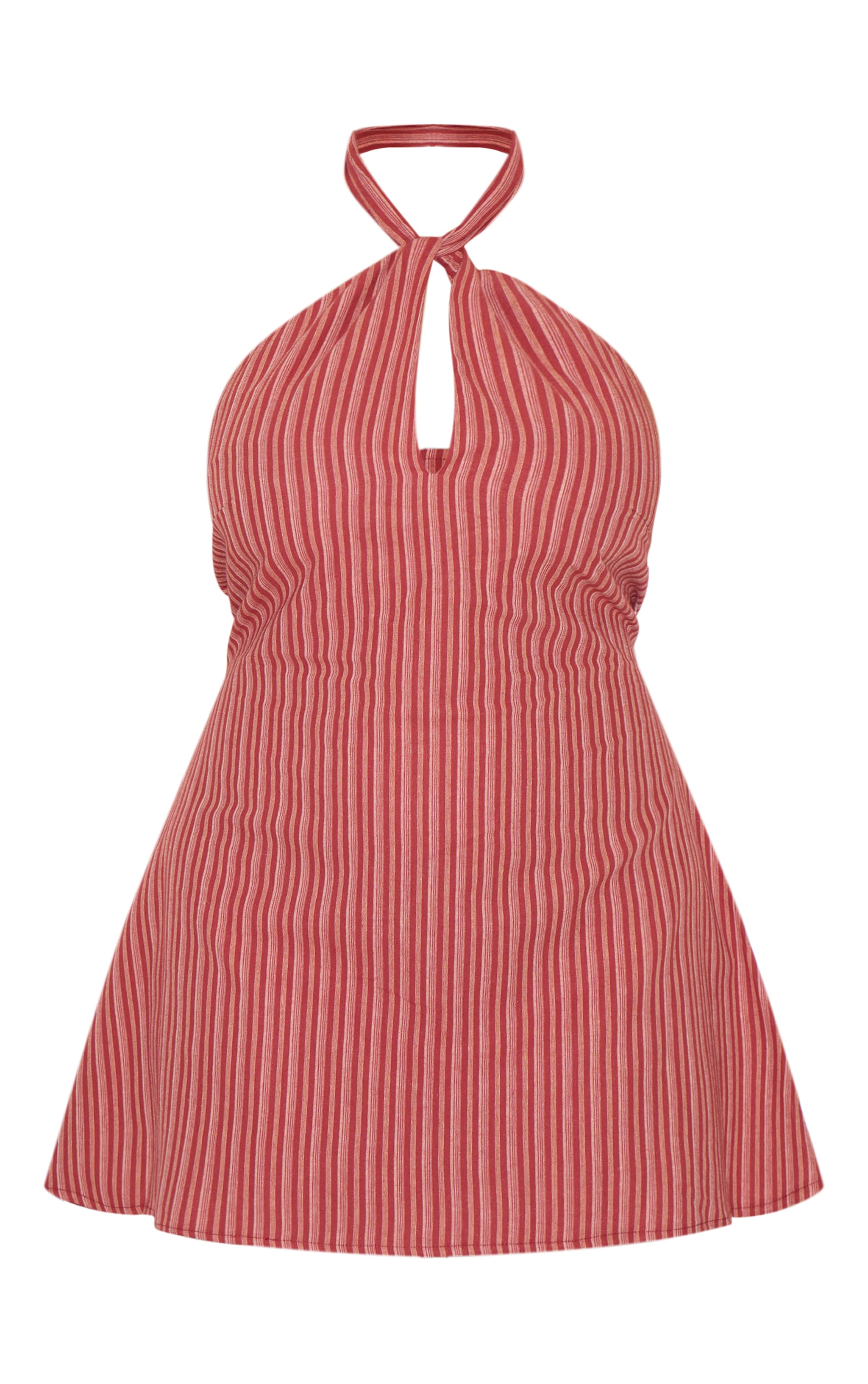 Plus Rust Striped Halterneck Shift Dress | Plus Size