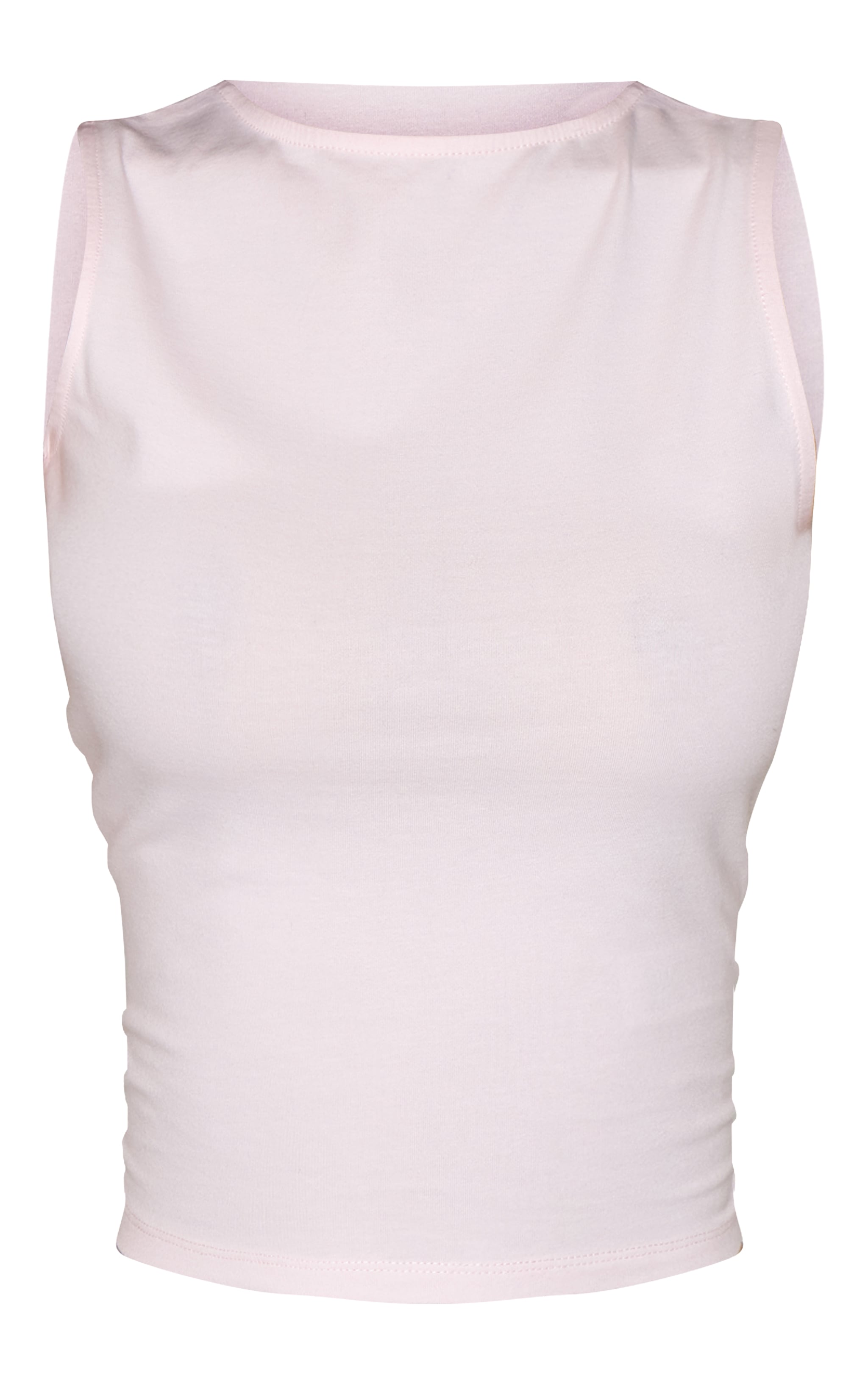 Top en coton doux rose tendre sans manches à col bateau image 5