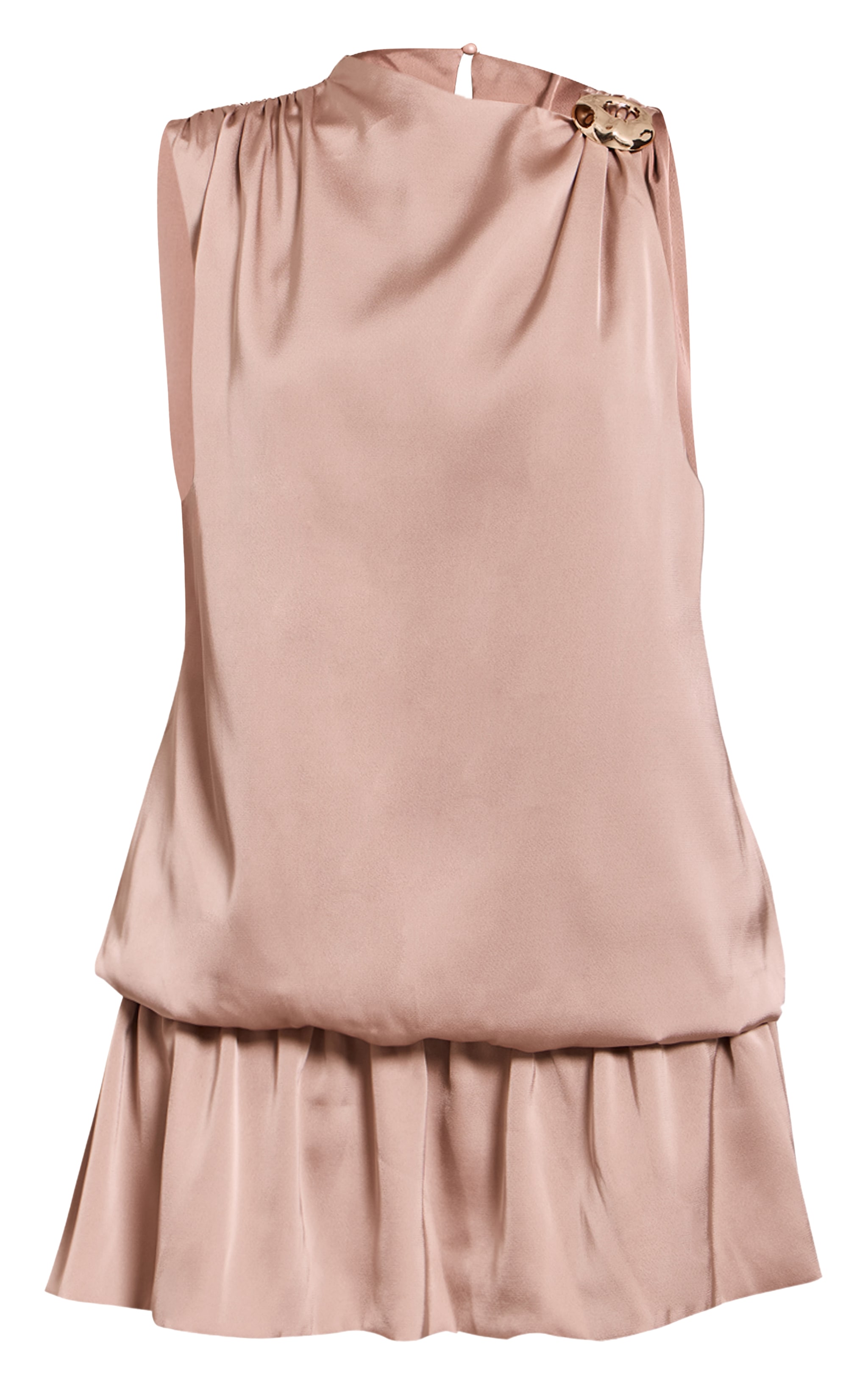 Taupe Satin Boxy Mini Dress image 5