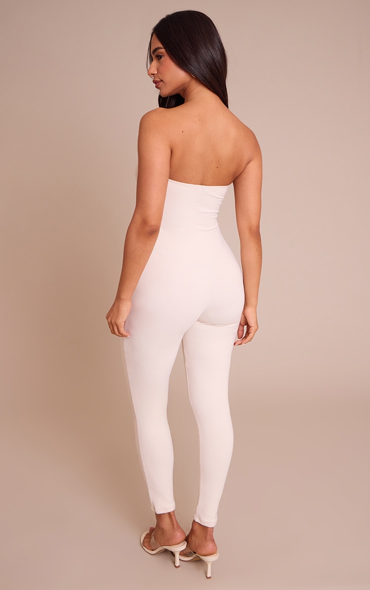 Petite Cream Contour Jersey Fitted Bandeau Jumpsuit image 2