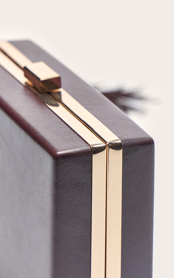 Plum Faux Leather Fringe Tassel Hard Clutch image 5