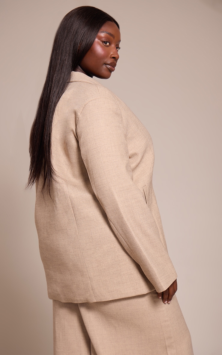 Plus Stone Woven Drape Scarf Detail Oversized Blazer image 2