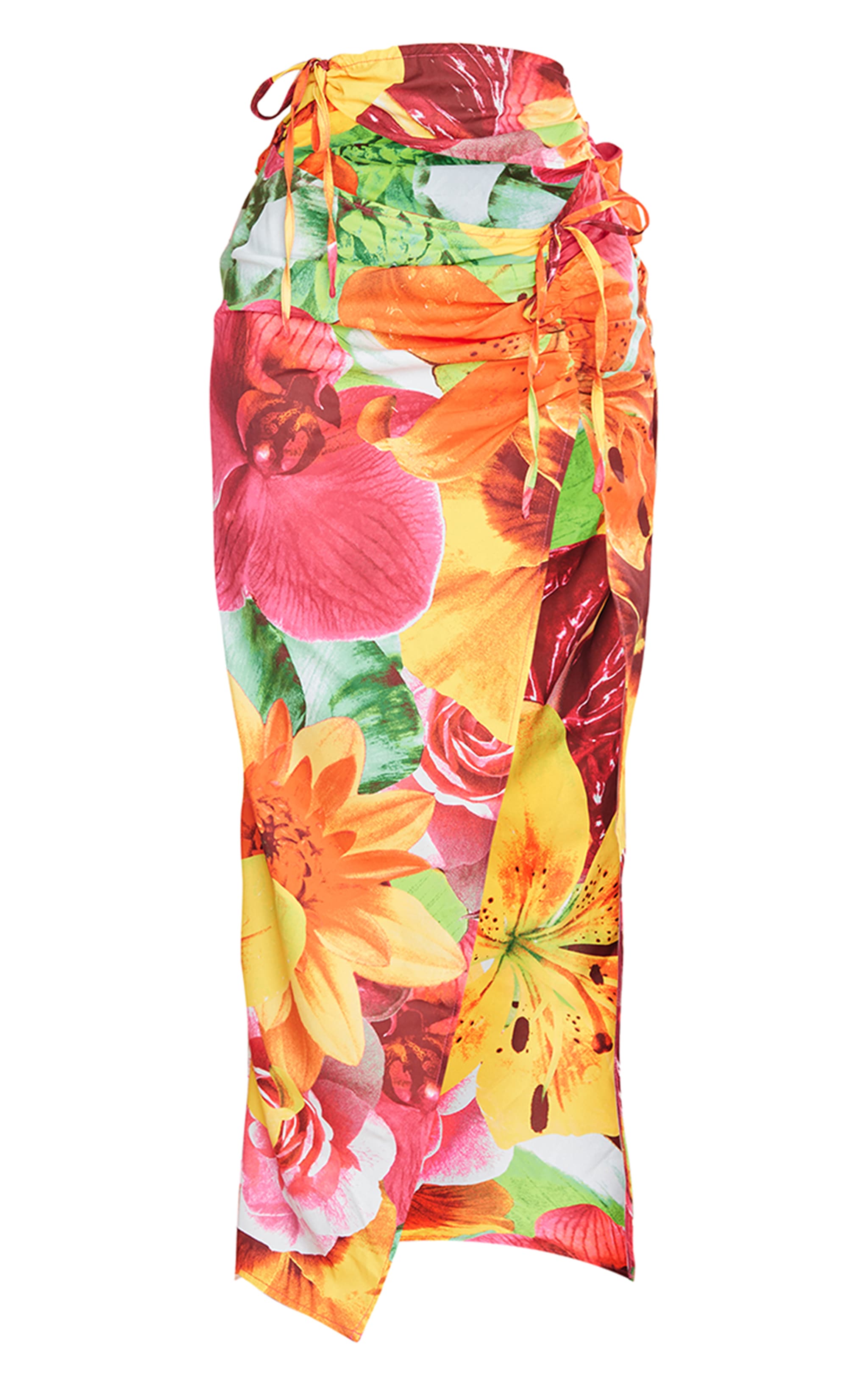 Petite Multi Flower Printed Cut Out Maxi Skirt image 4