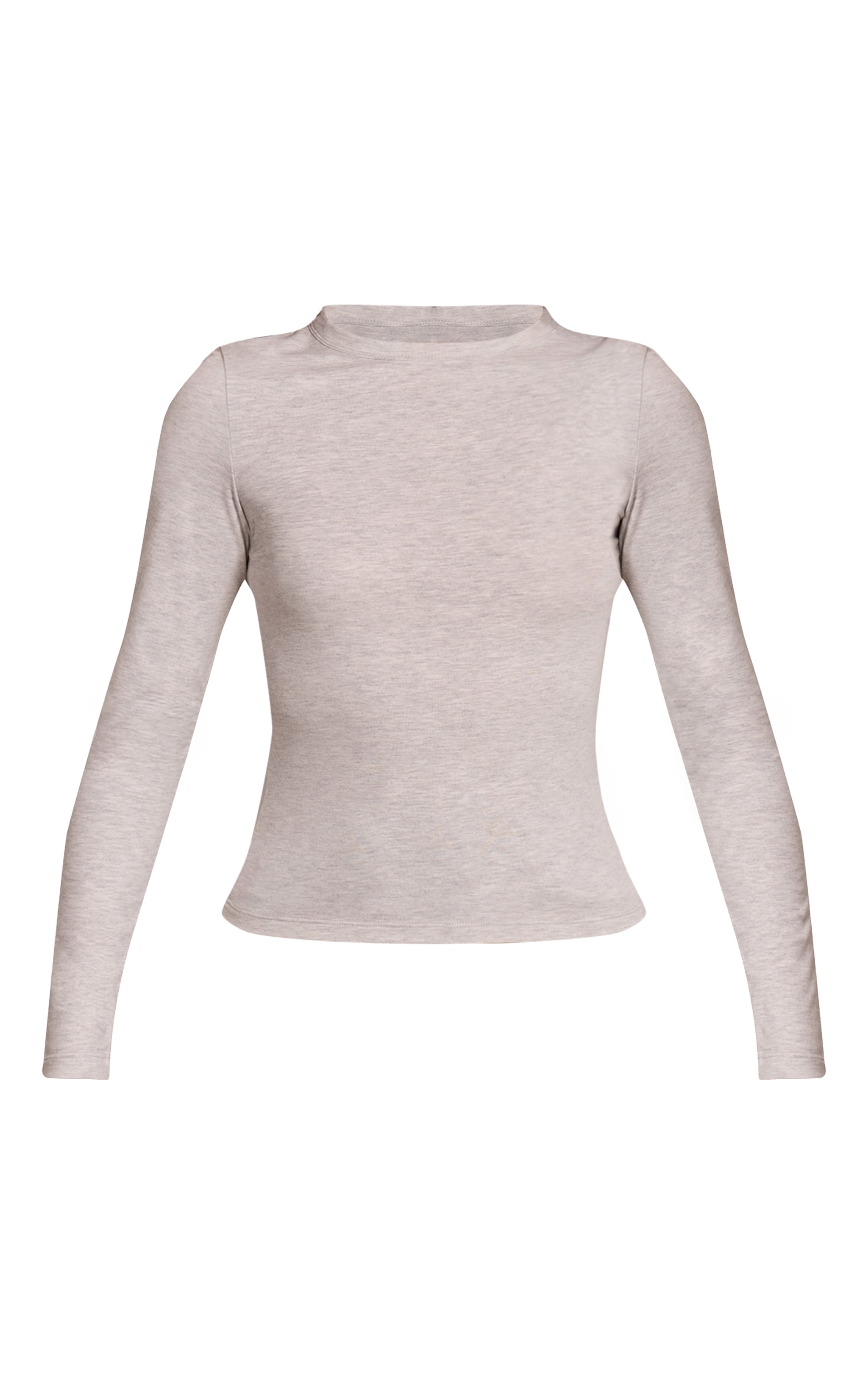 Tall Grey Marl Soft Cotton Crew Neck Longline Long Sleeve Top image 5