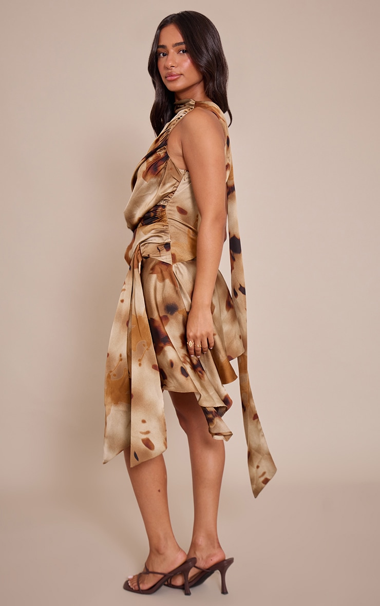Petite Printed Tie Neck Ruffle Dress image 2
