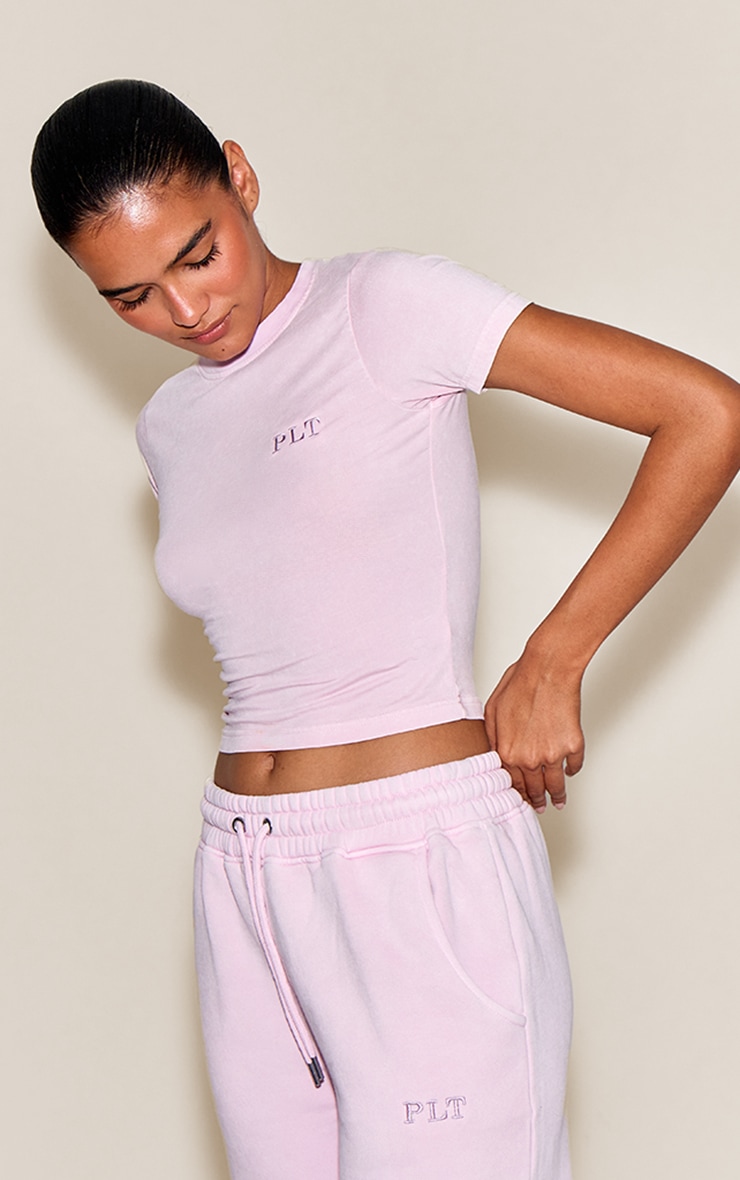 Light Pink Washed Fitted T-shirt image 4