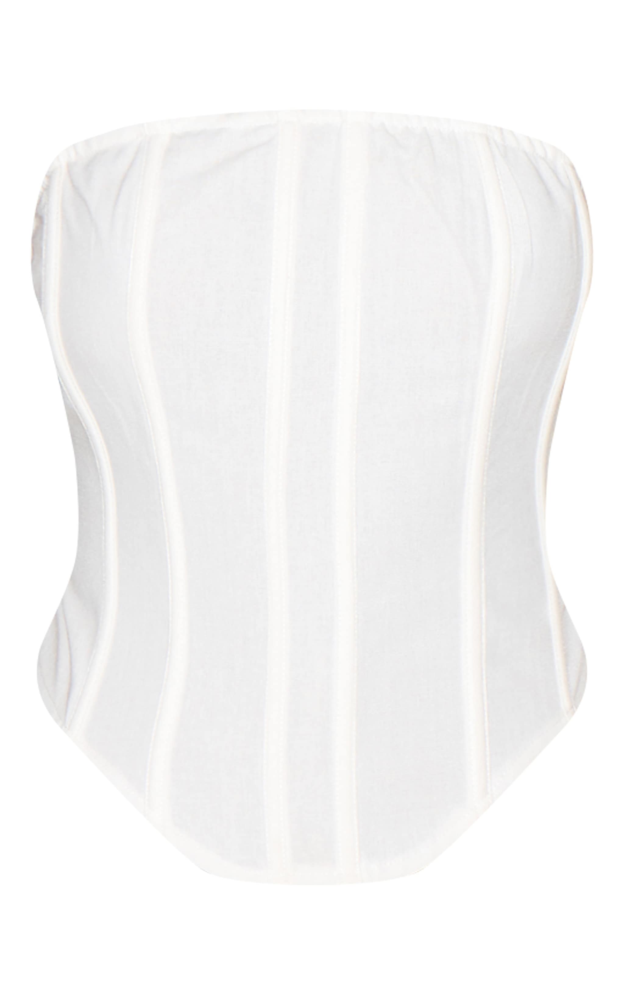 White Linen Blend Boned Corset image 5