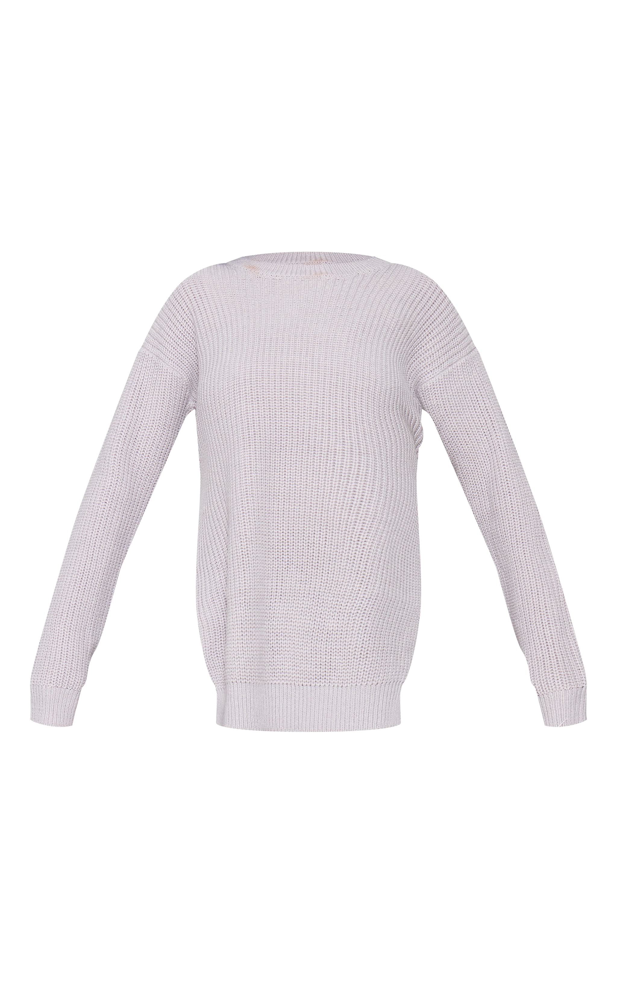 Grey Round Neck Side Split Knit Jumper image 5