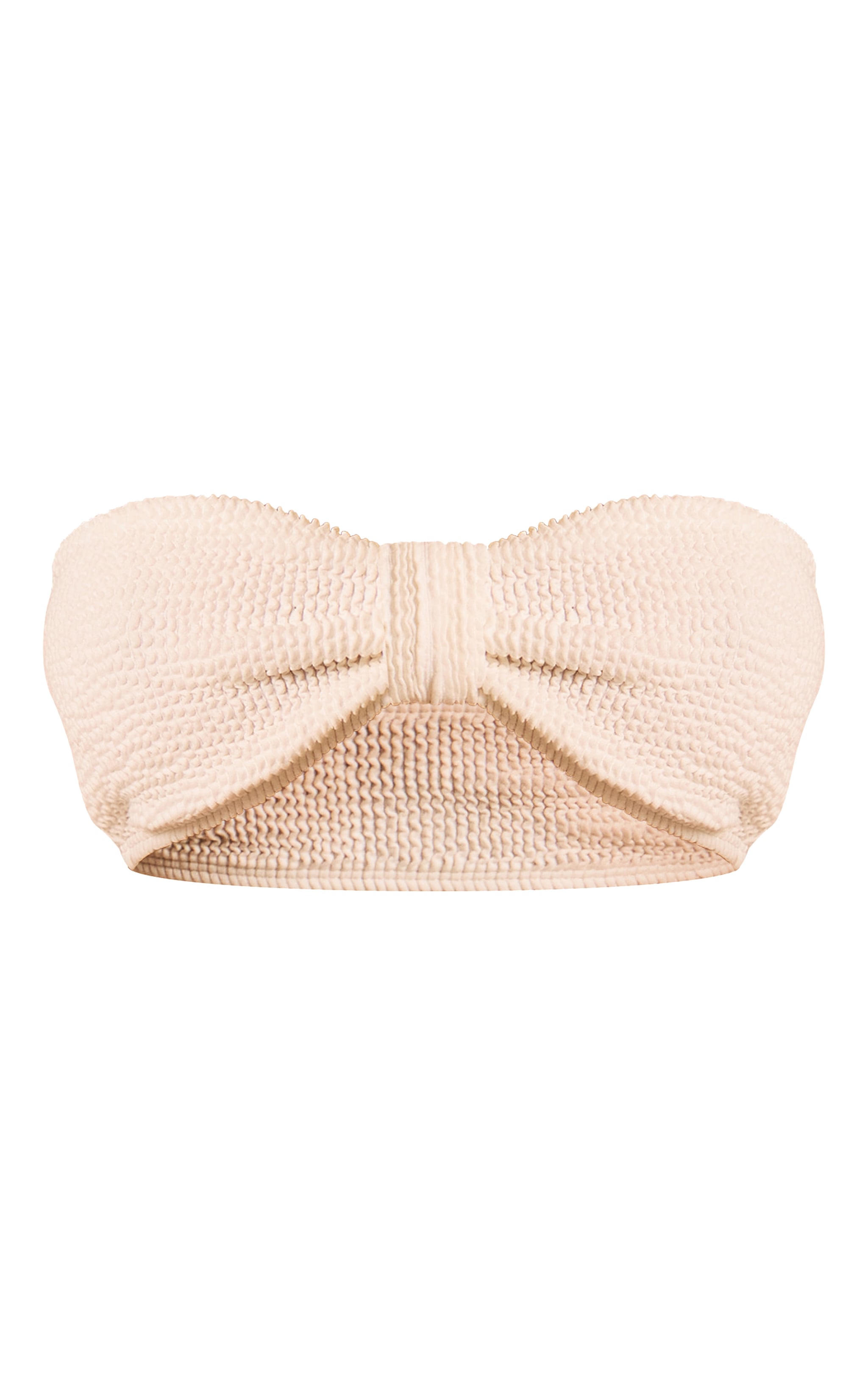 Haut de maillot de bain bandeau crêpé blanc noué devant image 5