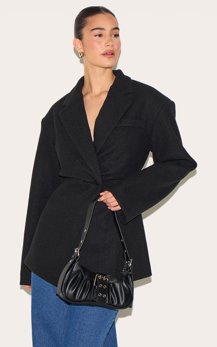 Black PU Eyelet Buckle Shoulder Bag image 5