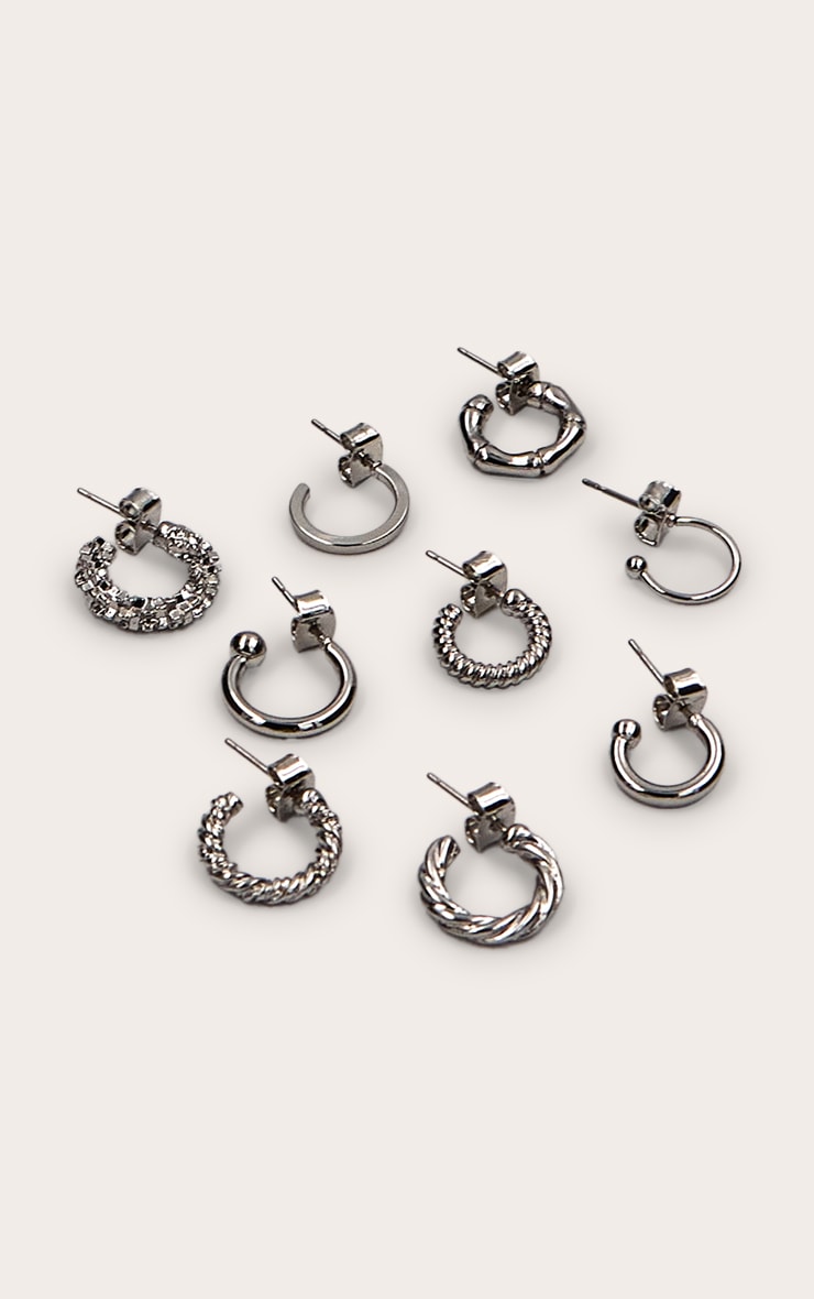 Silver Crinkle Multi-pack Hoop Earrings image 2