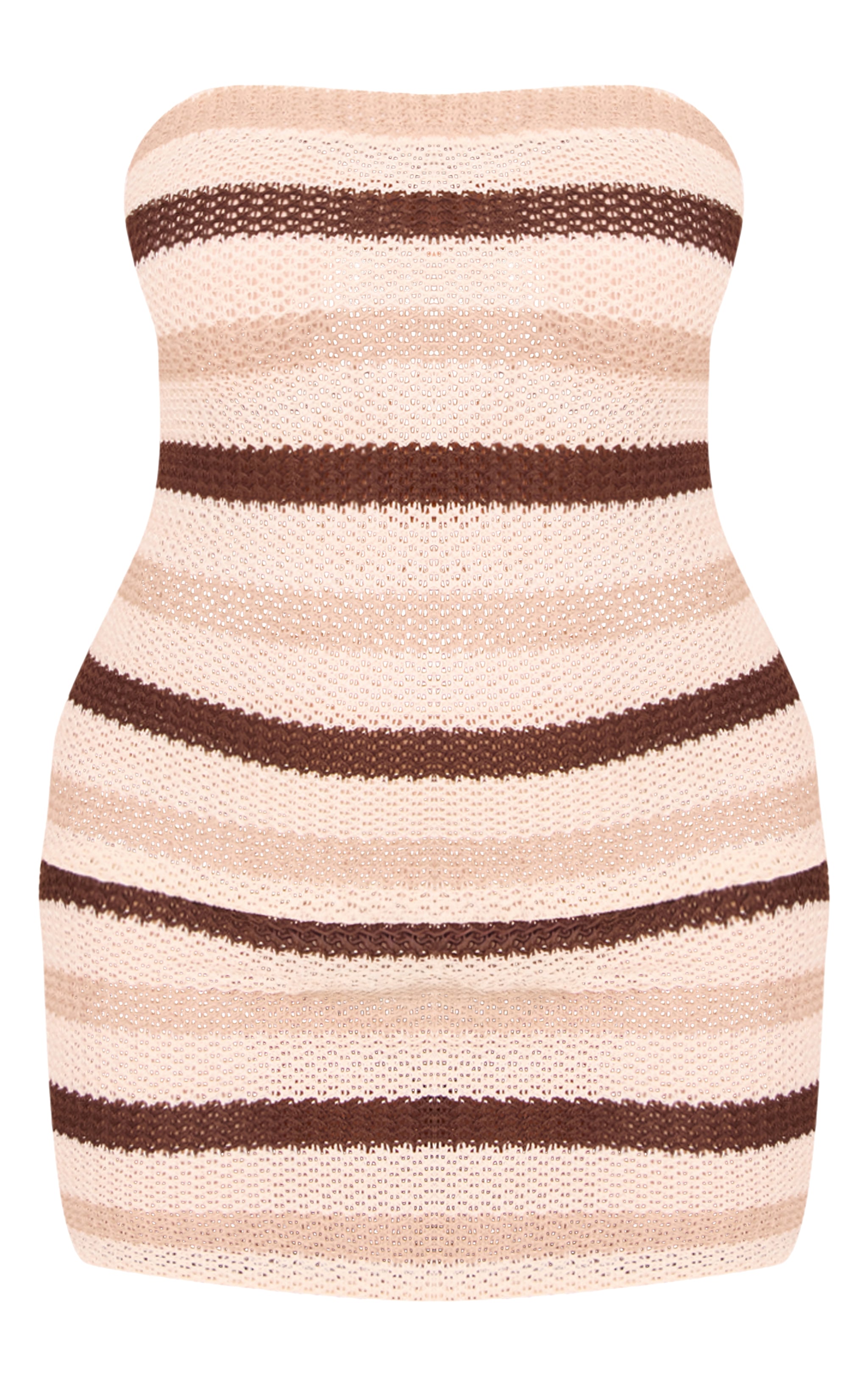 Plus Brown Striped Texture Bandeau Bodycon Dress image 5