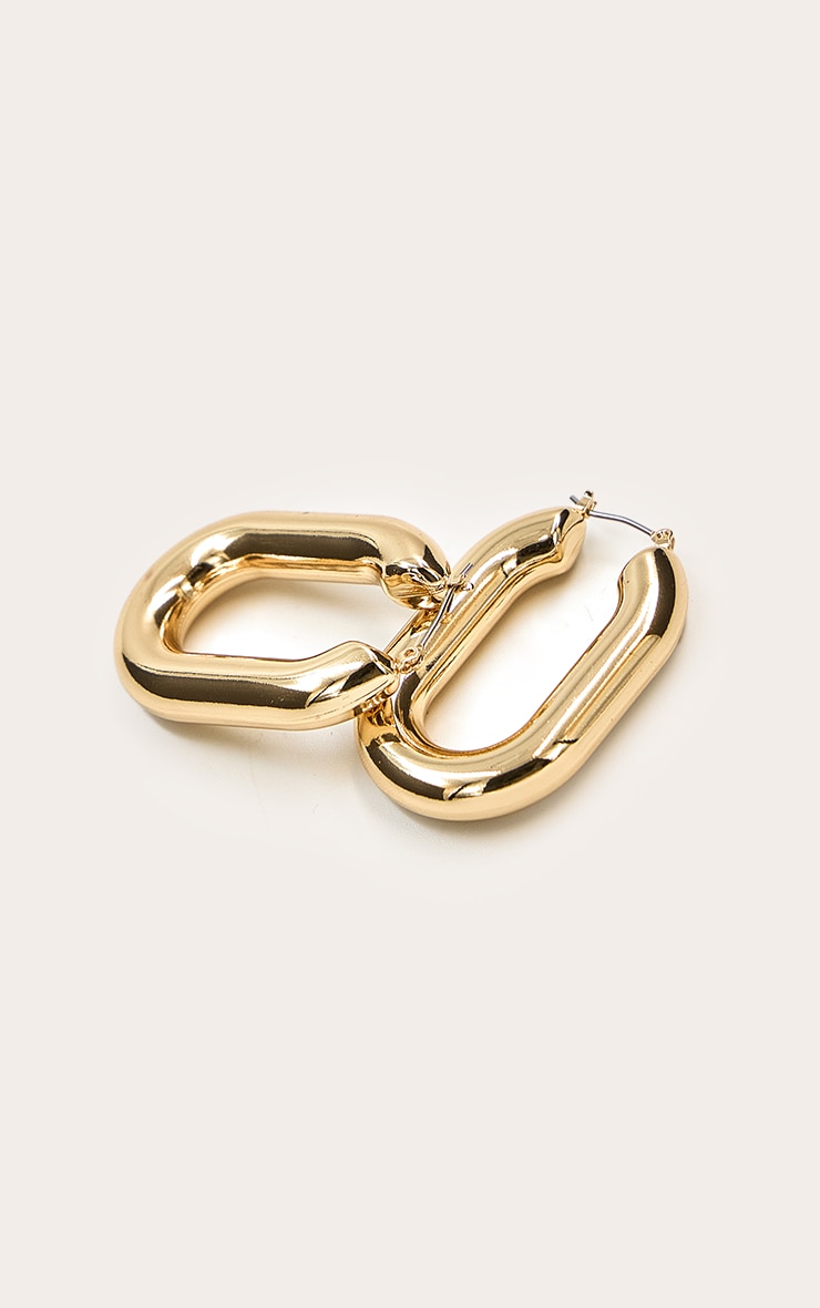 Gold Tubular Chunky Hoop Earrings image 3
