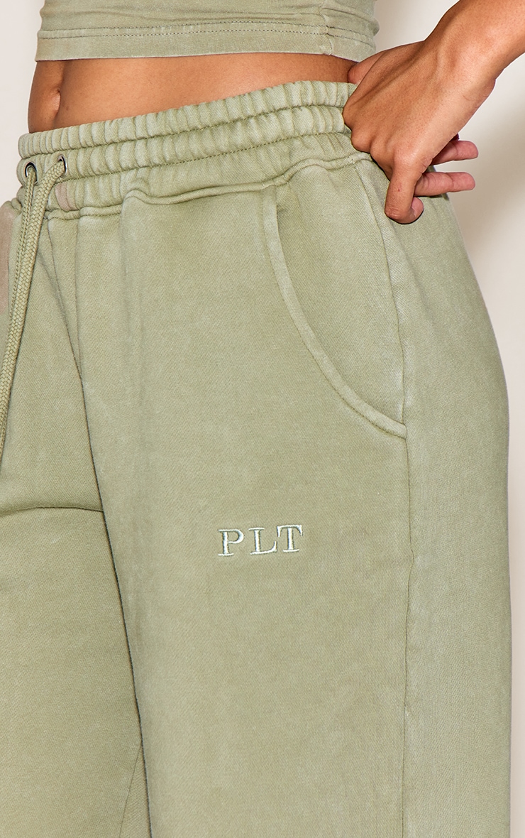 Olive Washed Wide Leg Sweatpants image 4