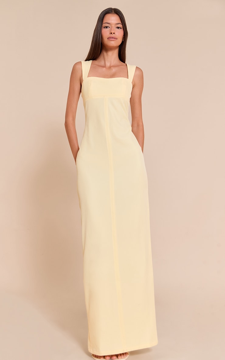  Butter Yellow Tailored Woven Strappy Maxi Dress image 1