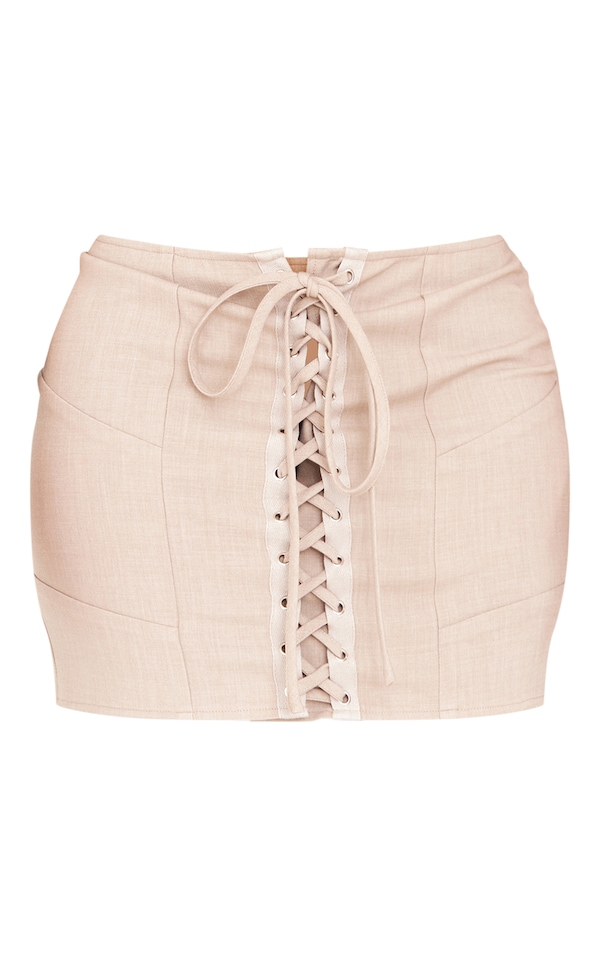 Shape Stone Woven Lace Up Detail Mini Skirt