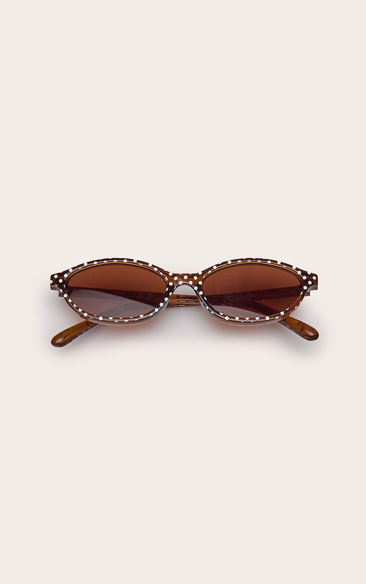 Chocolate Polka Dot Skinny Oval Sunglasses image 2