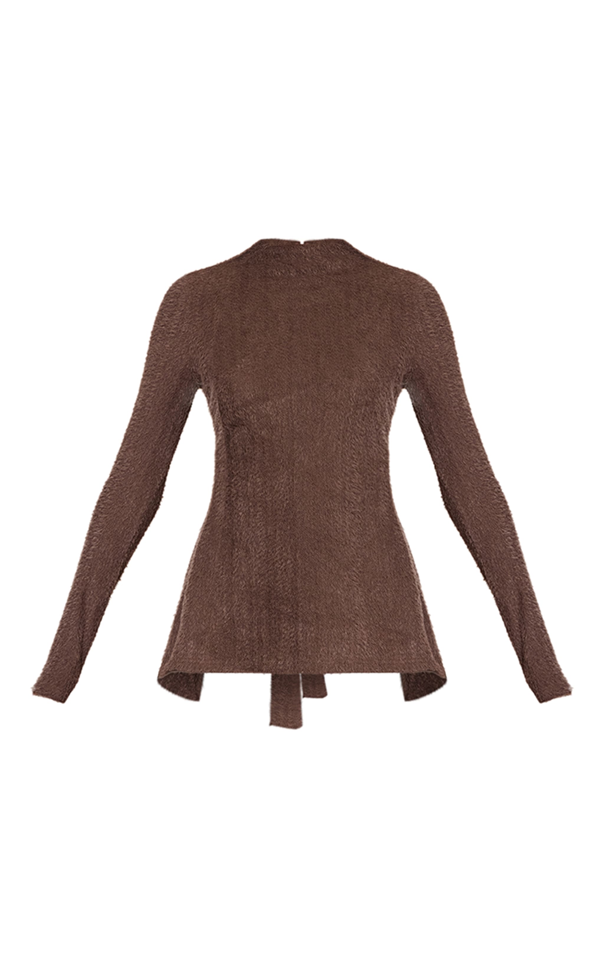 Dark Taupe Brushed Textured Tie Back Long Top image 5