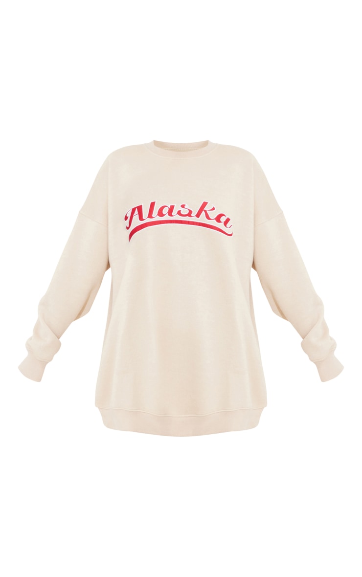 Petite Oatmeal Alaska Oversized Sweatshirt Dress image 5