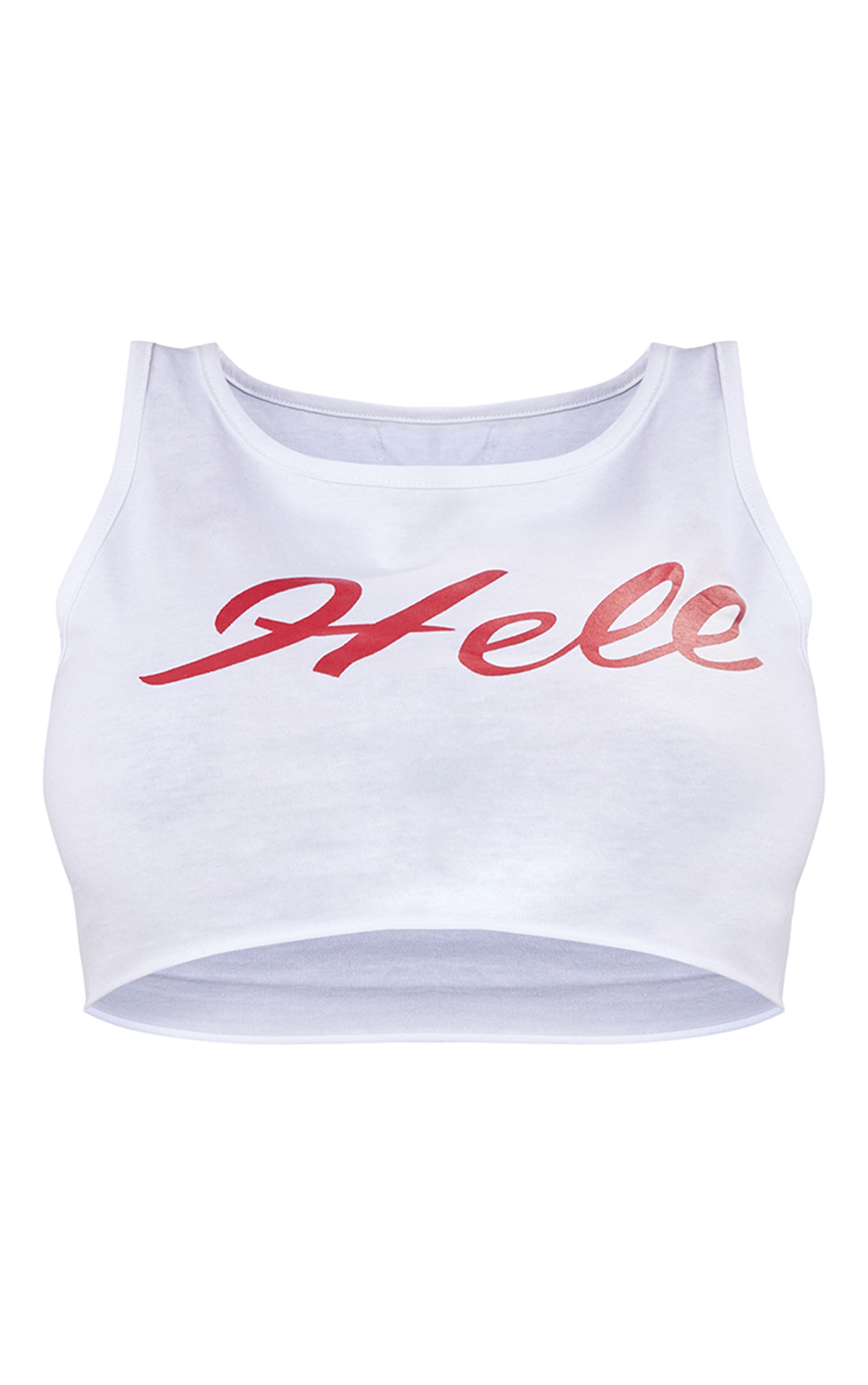 Shape White Cotton Hell Graphic Extreme Crop Top image 5