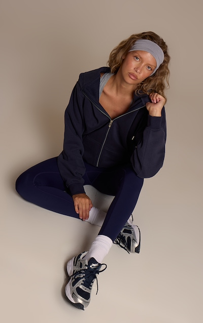 Hoodie oversize en coton polaire bleu marine à zip