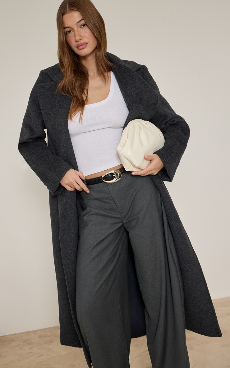 Dark Charcoal Belted Wide Leg Pants image 4