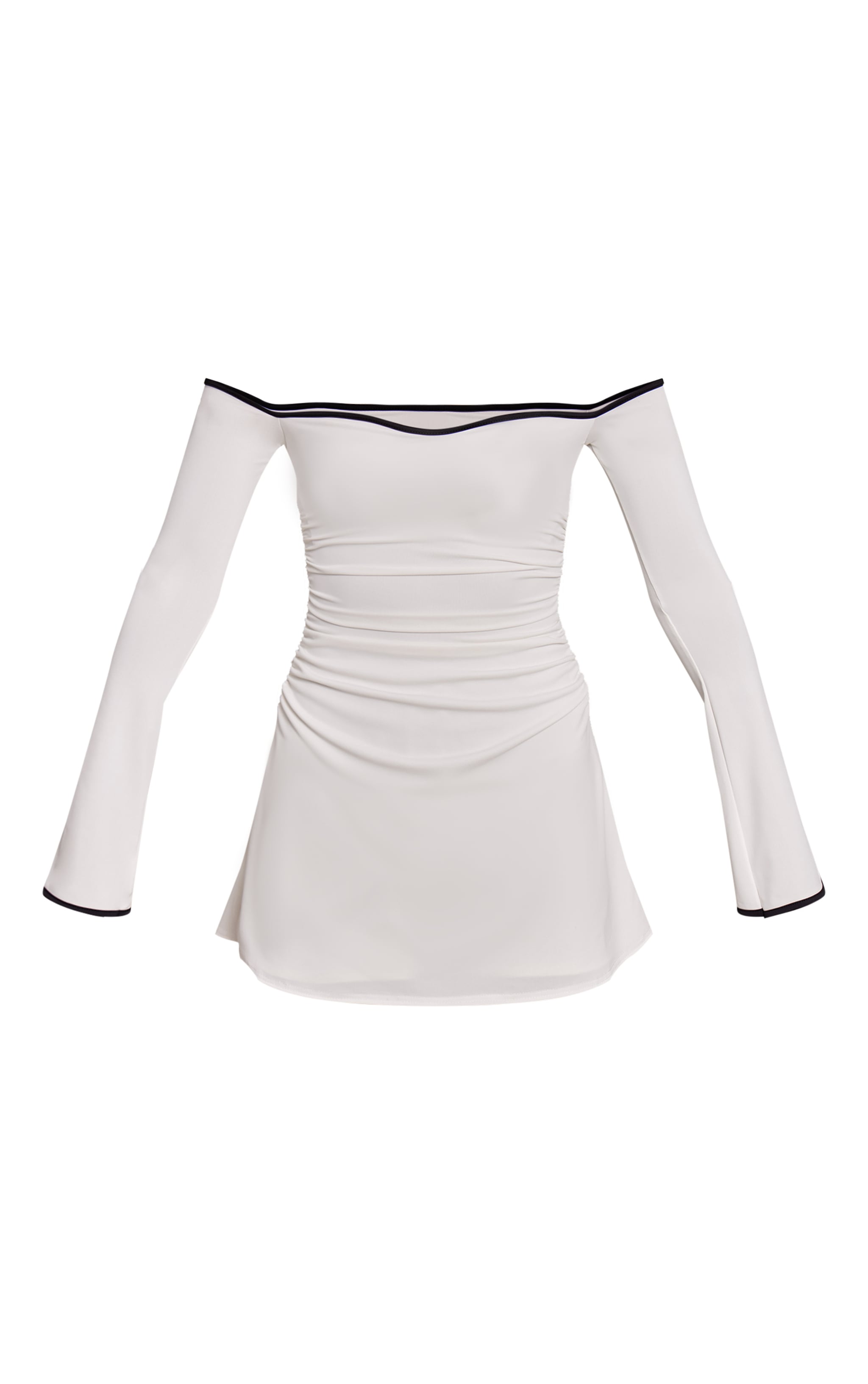 White Slinky Contrast Off The Shoulder Shift Dress image 5