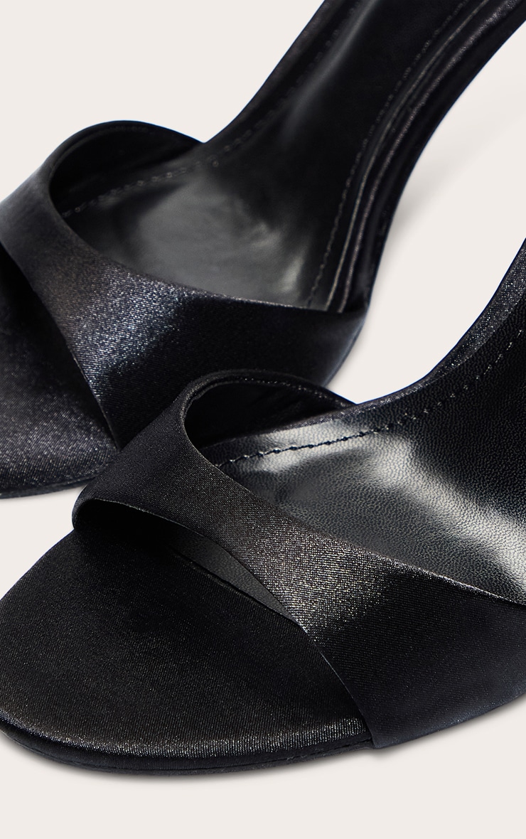 Black Satin Round Toe Bow Detail Sandal image 5