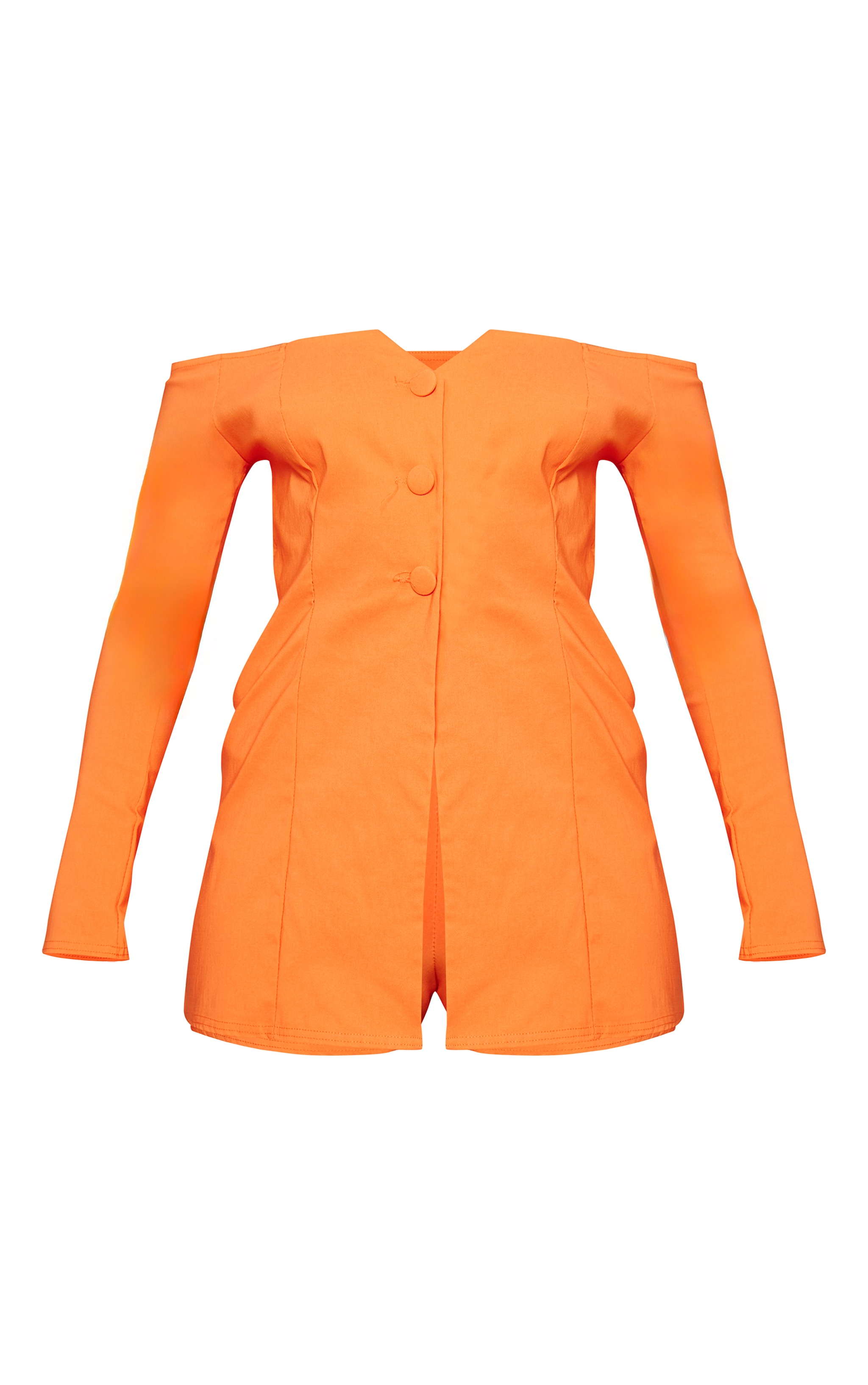 Combishort tissé stretch mandarine boutonné à jupe-short et col bardot image 5