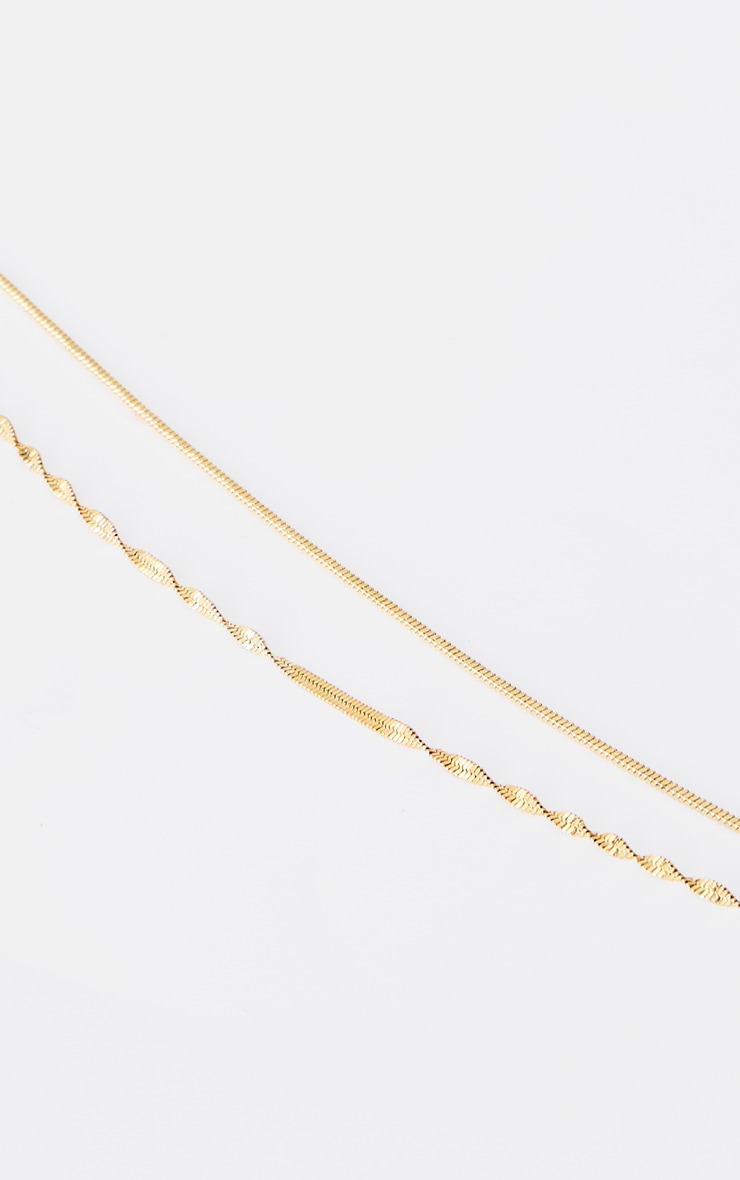 Gold Water Resistant Double Layer Twist Necklace image 3
